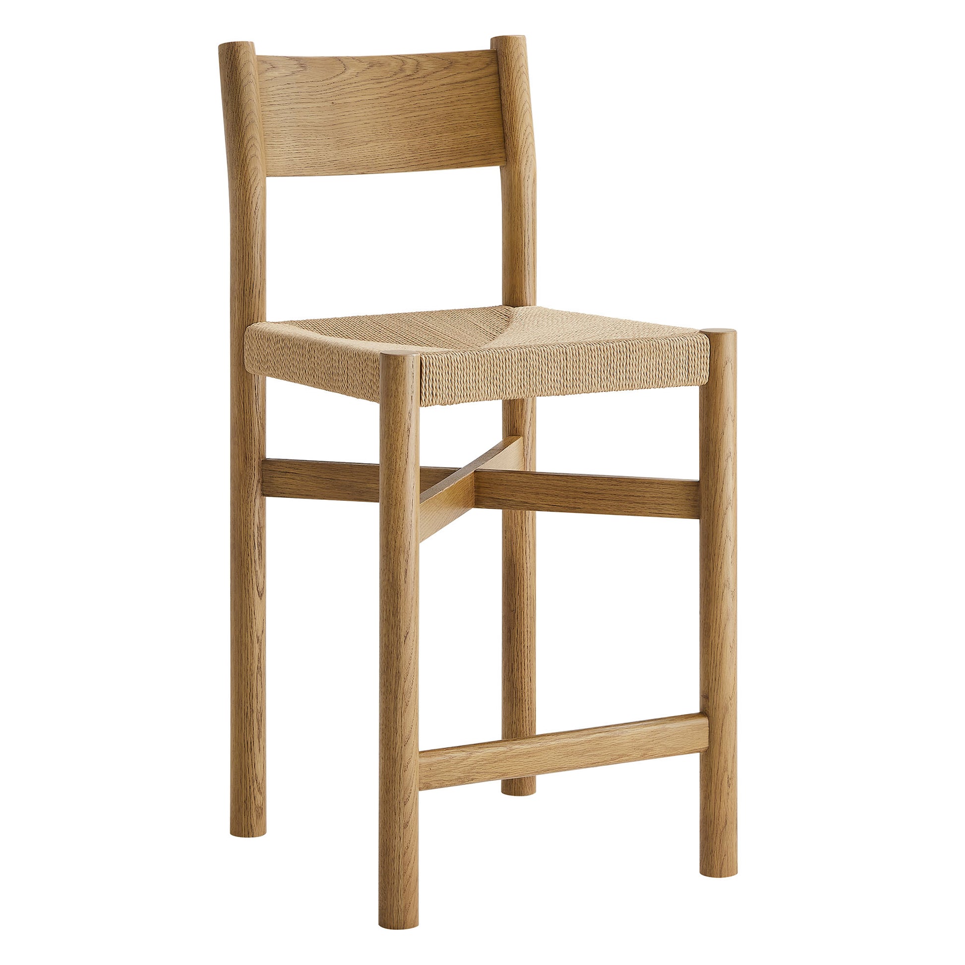 Alvia Oak Wood Counter Stools With Woven Seats Set of 2 by Modway