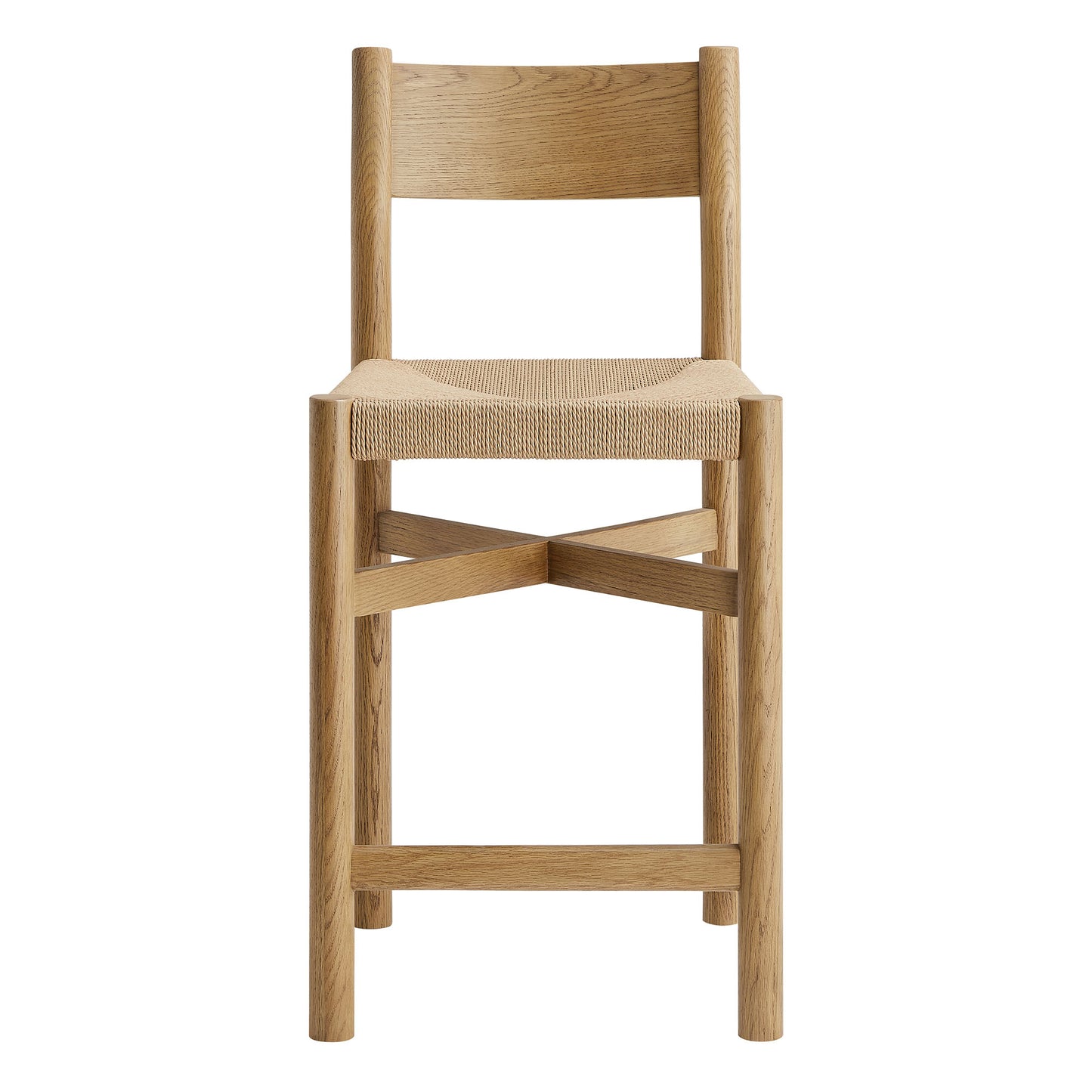 Alvia Oak Wood Counter Stools With Woven Seats Set of 2 by Modway