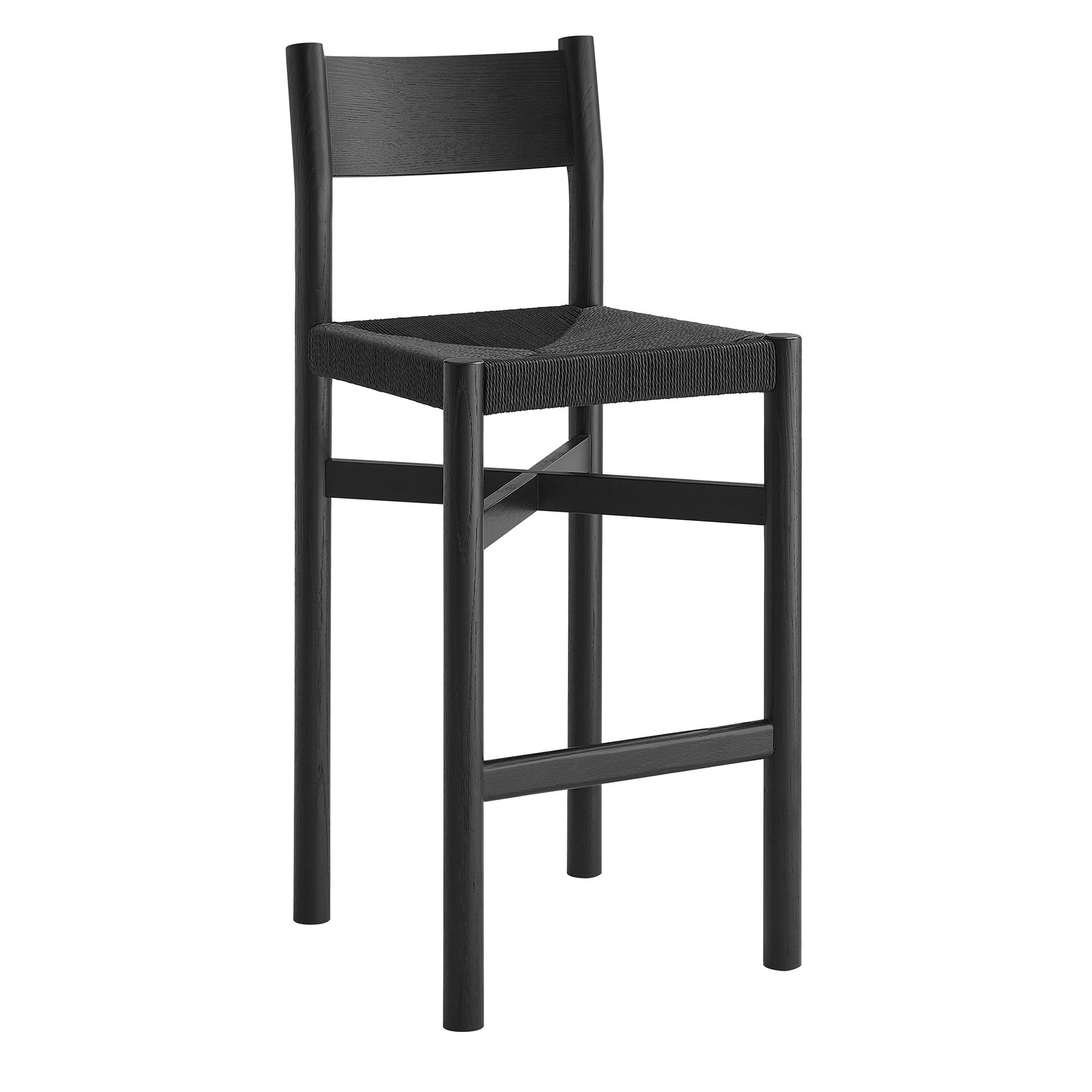 Alvia Oak Wood Bar Stools With Woven Seats Set of 2 by Modway