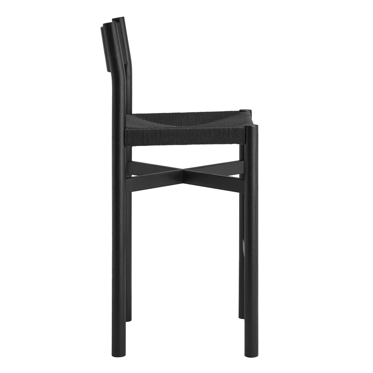 Alvia Oak Wood Bar Stools With Woven Seats Set of 2 by Modway