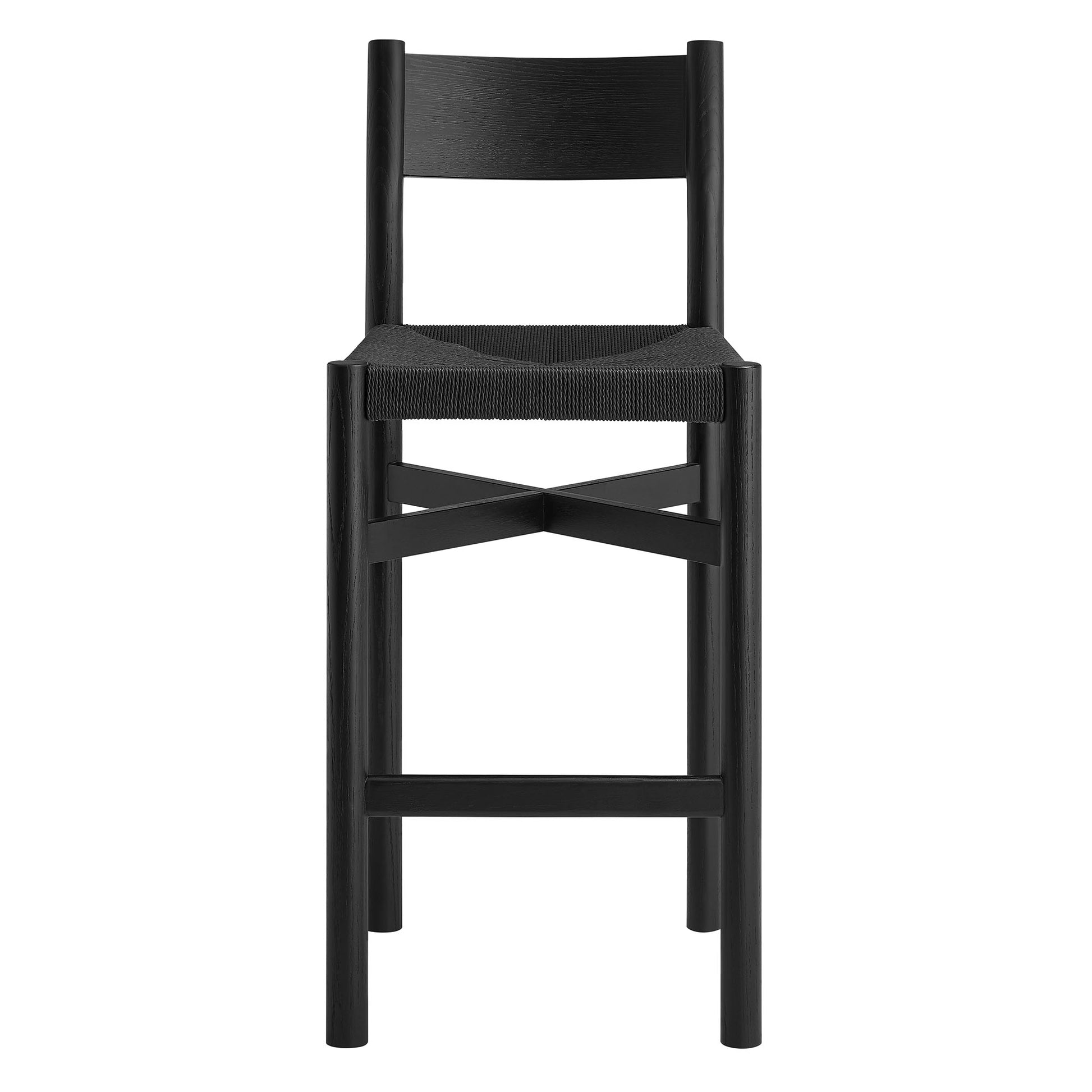 Alvia Oak Wood Bar Stools With Woven Seats Set of 2 by Modway