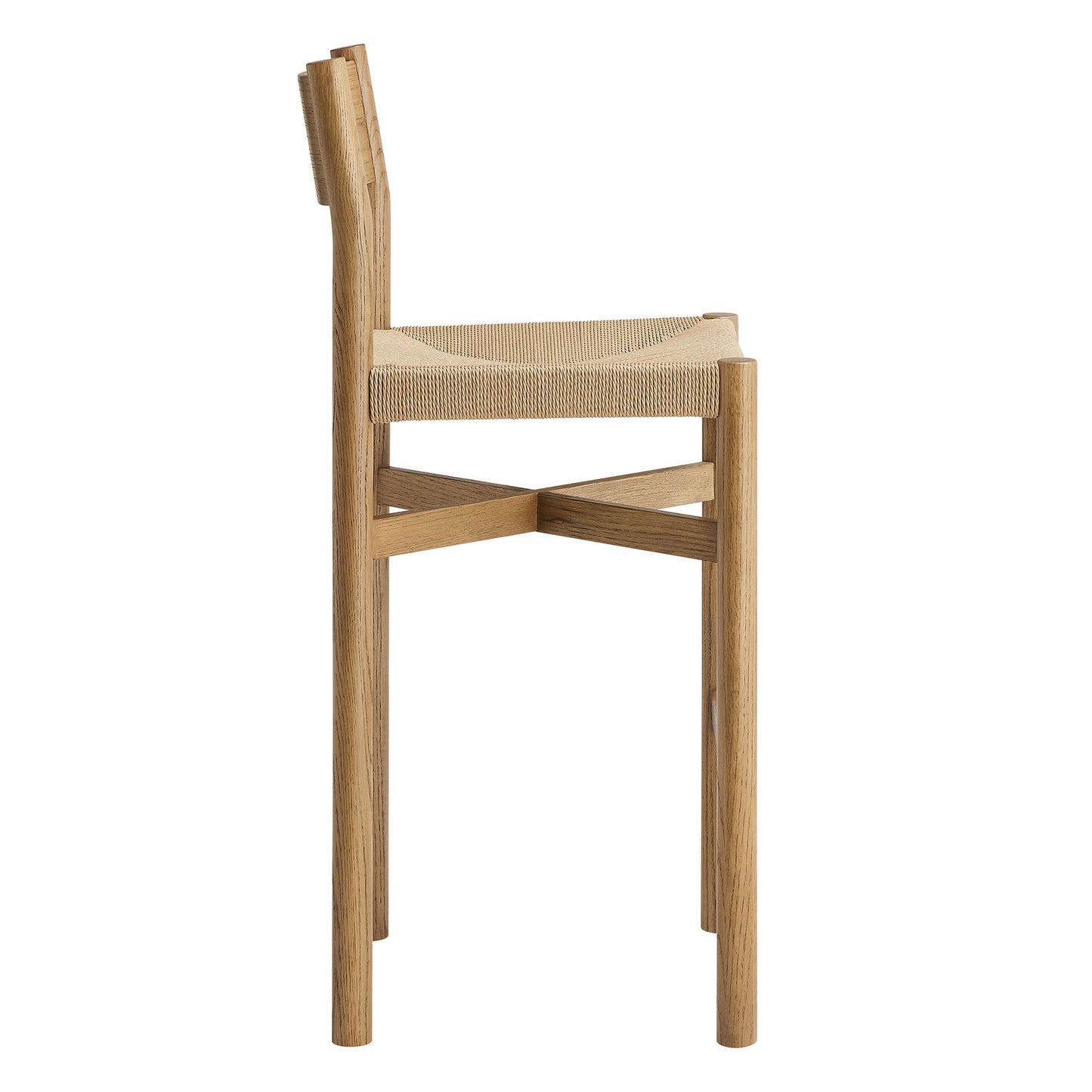 Alvia Oak Wood Bar Stools With Woven Seats Set of 2 by Modway