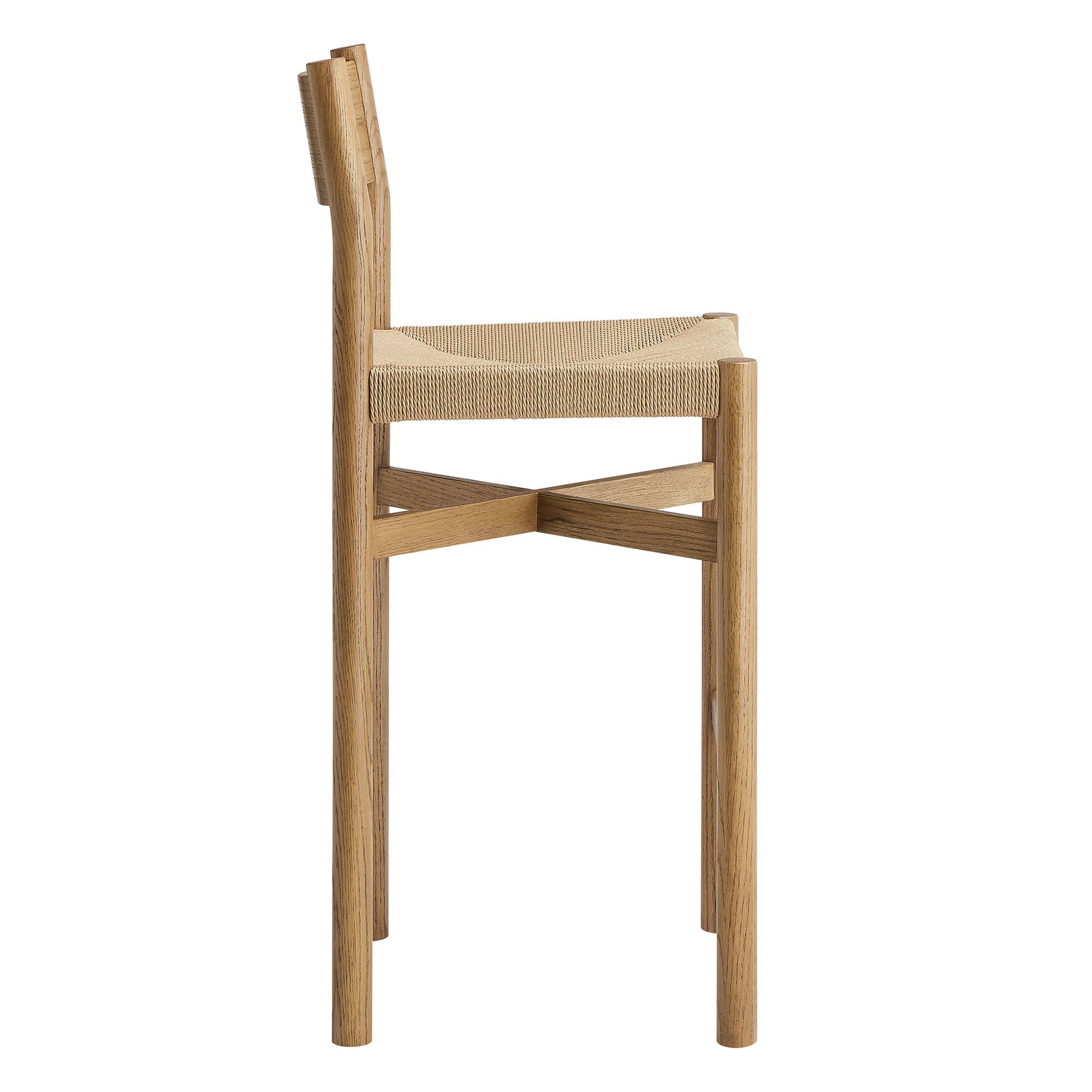 Alvia Oak Wood Bar Stools With Woven Seats Set of 2 by Modway