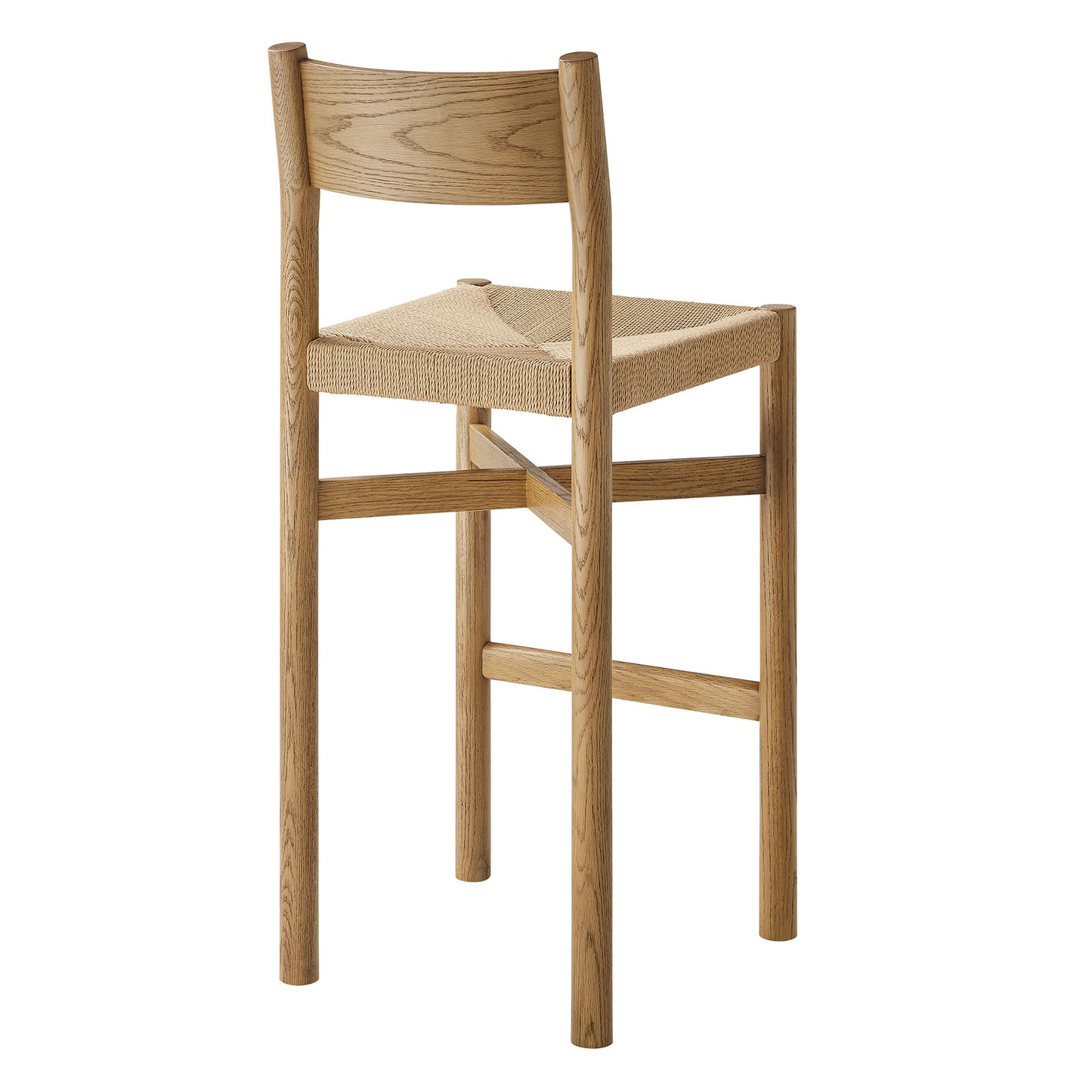 Alvia Oak Wood Bar Stools With Woven Seats Set of 2 by Modway