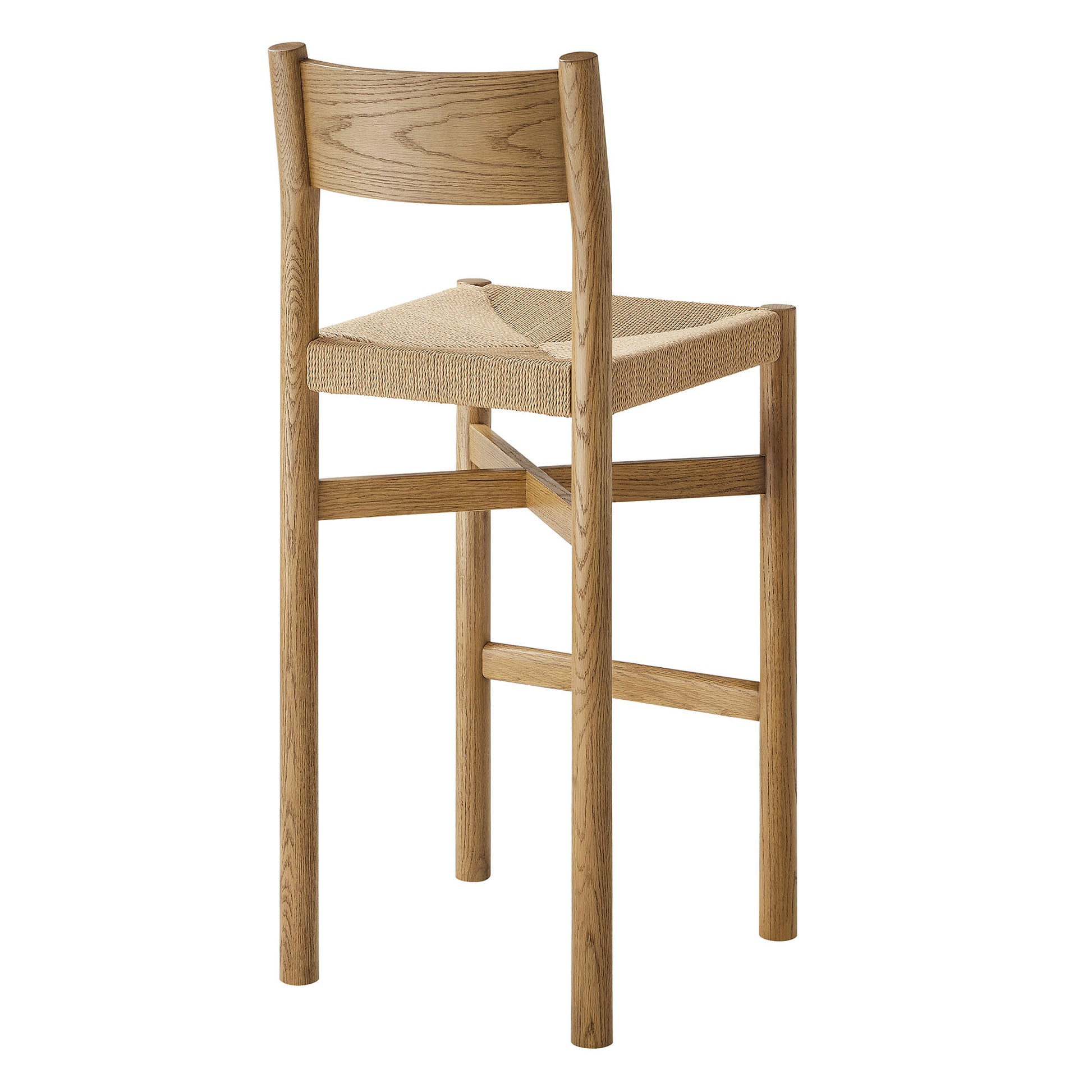 Alvia Oak Wood Bar Stools With Woven Seats Set of 2 by Modway