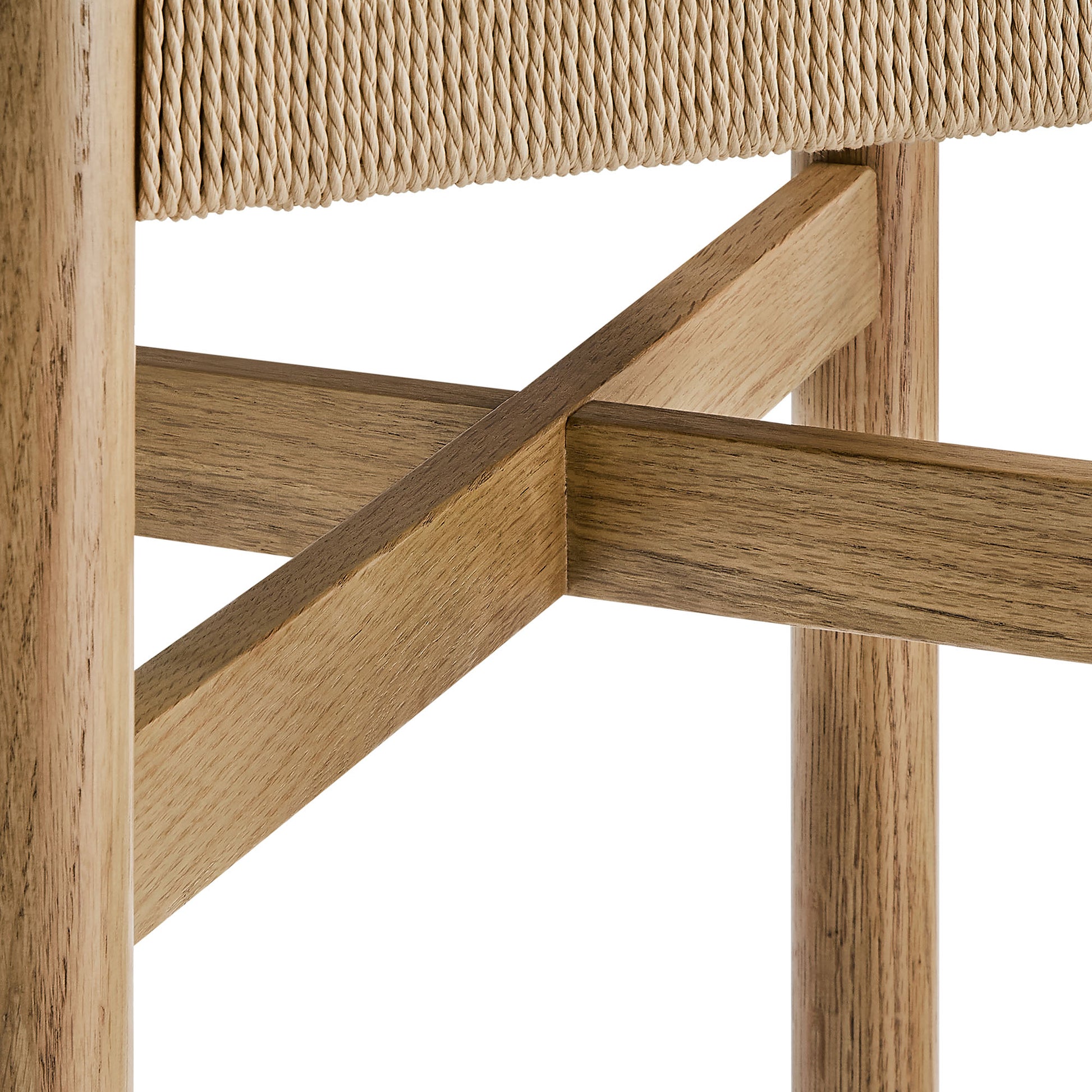 Alvia Oak Wood Bar Stools With Woven Seats Set of 2 by Modway