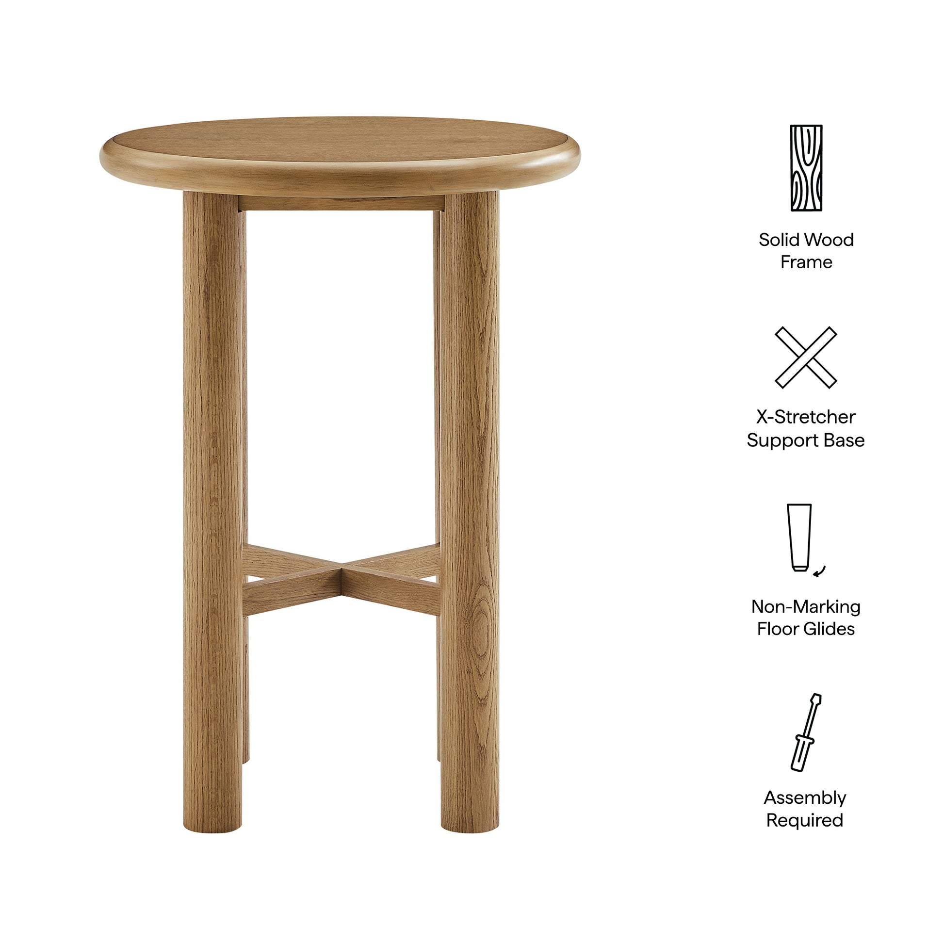 Alvia Round 30" Oak Wood Bar Table by Modway