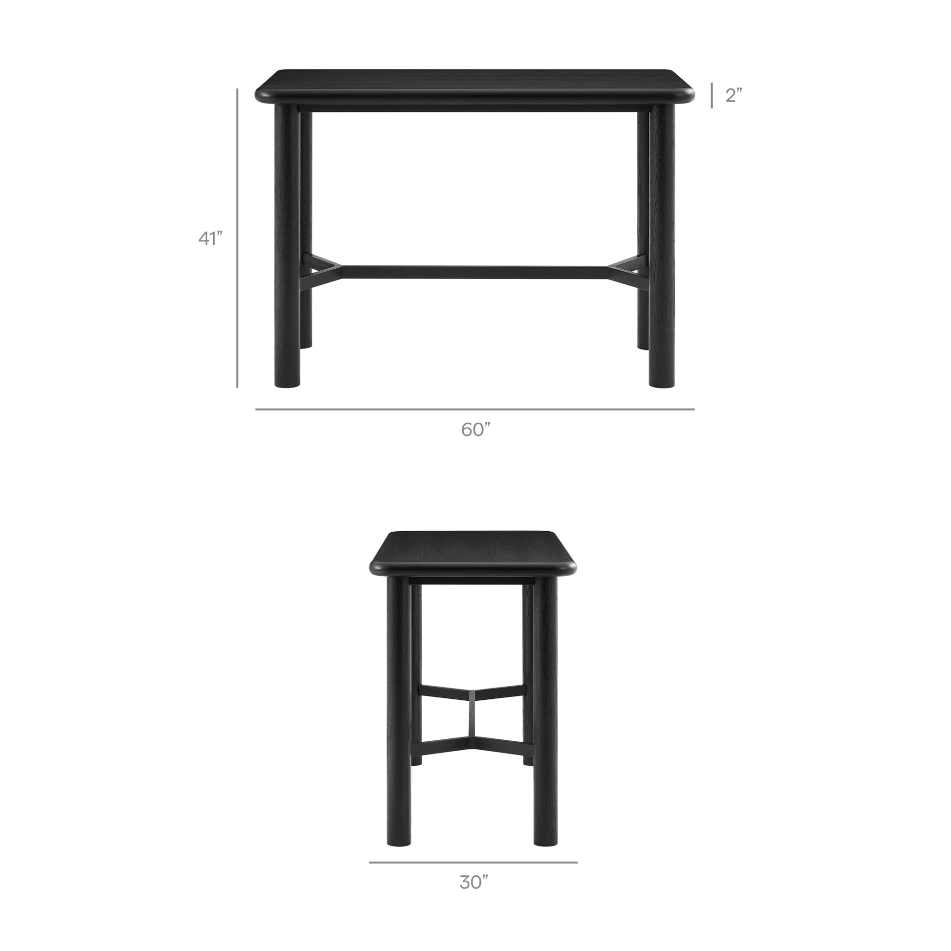 Alvia Rectangular 60" Oak Wood Bar Table by Modway