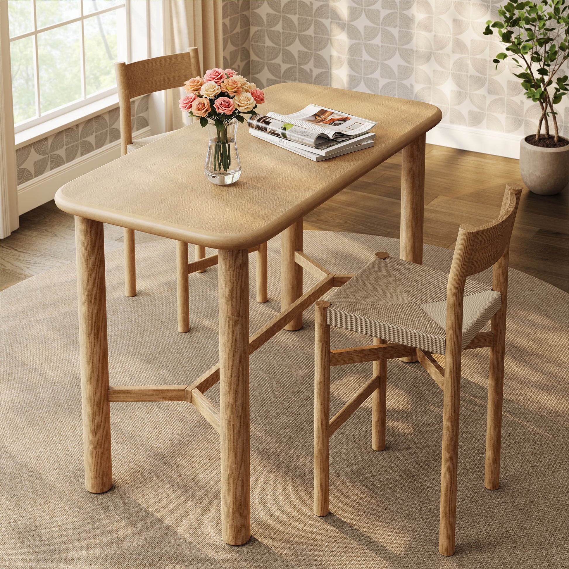 Alvia Rectangular 60" Oak Wood Bar Table by Modway
