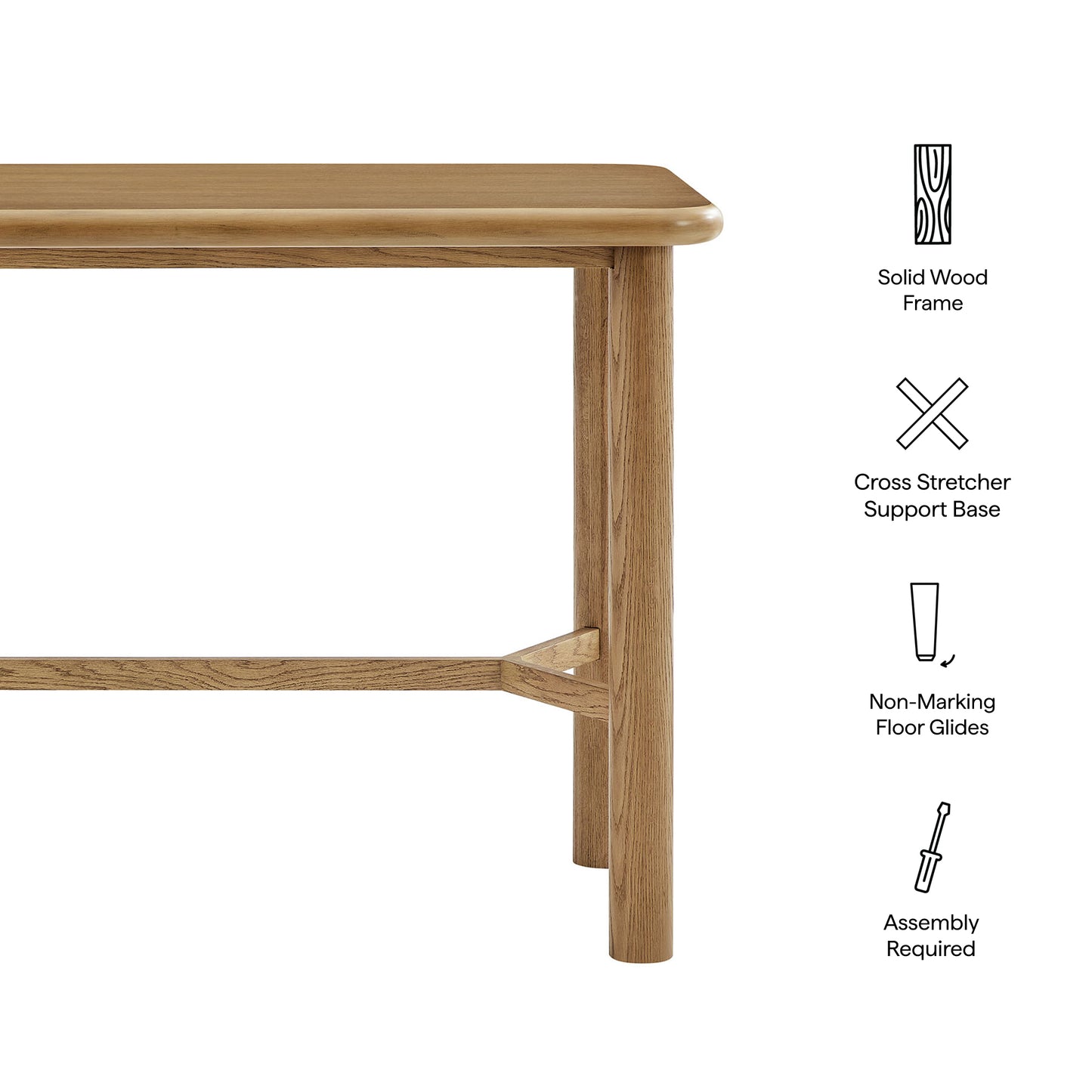 Alvia Rectangular 60" Oak Wood Bar Table by Modway