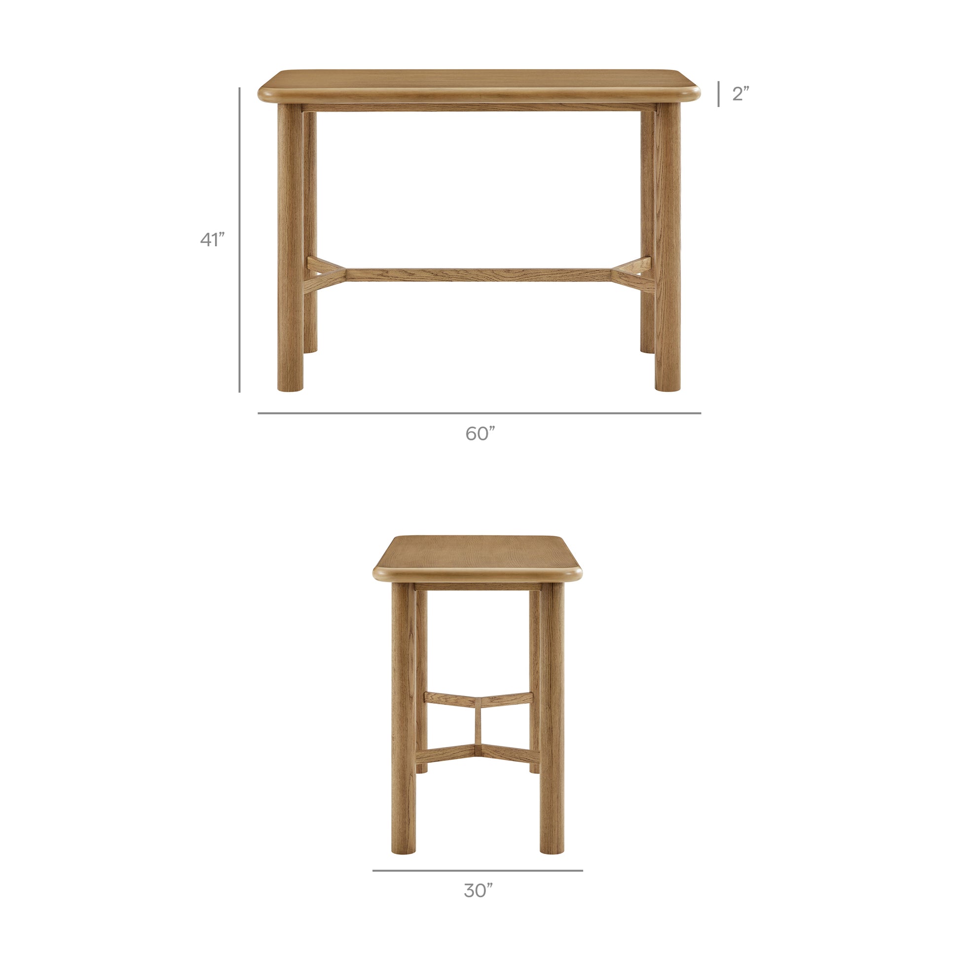 Alvia Rectangular 60" Oak Wood Bar Table by Modway