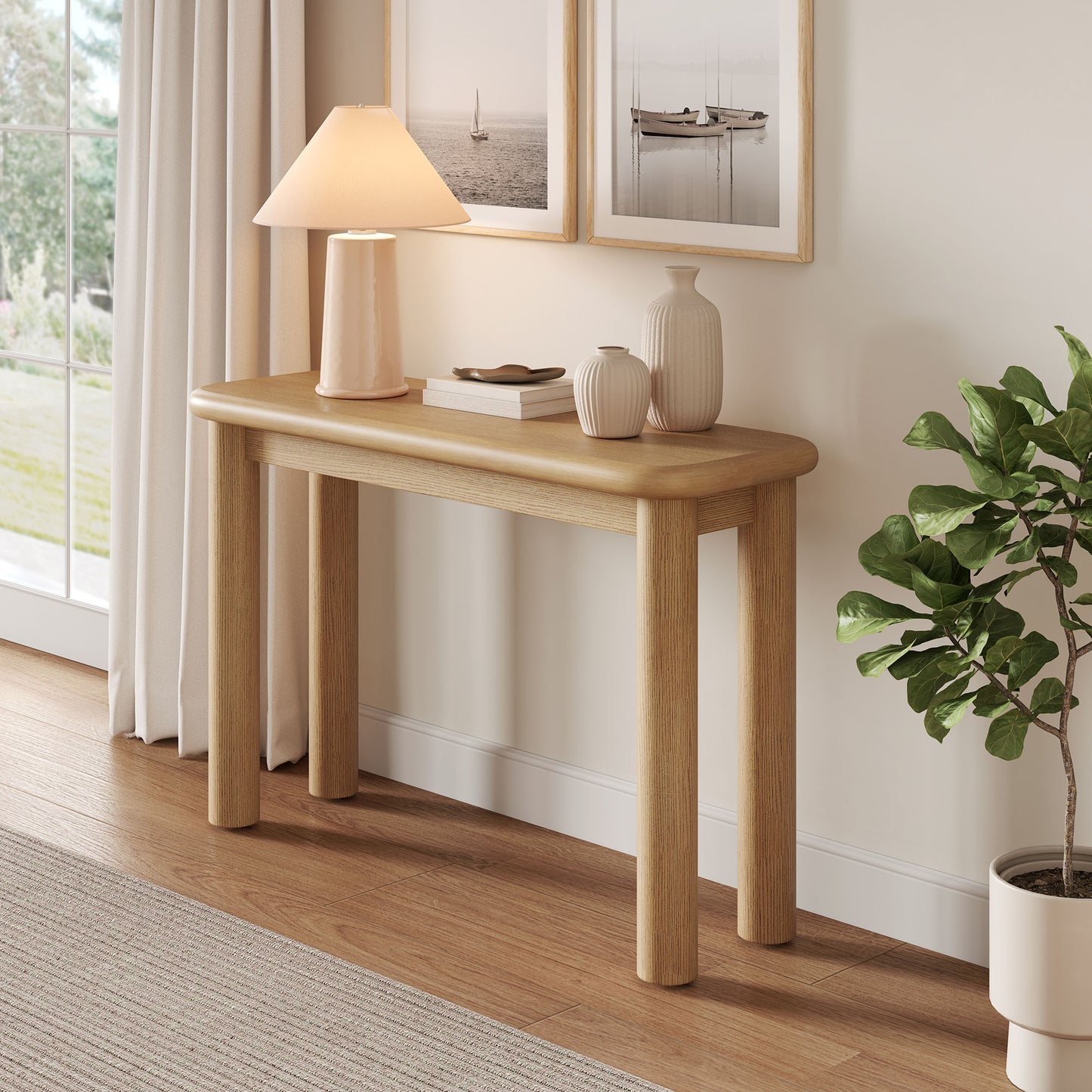 Alvia Oak Wood Console Table by Modway