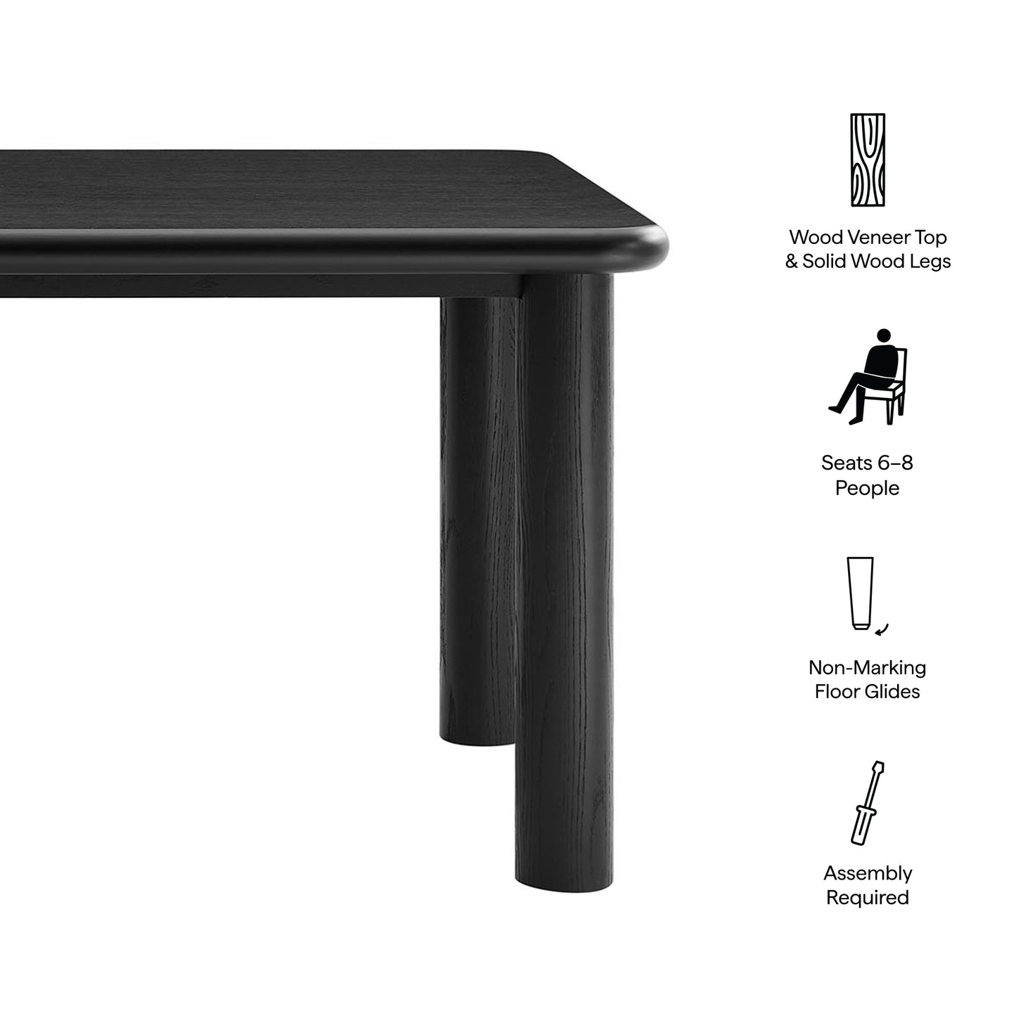 Alvia 72" Rectangular Oak Wood Dining Table by Modway