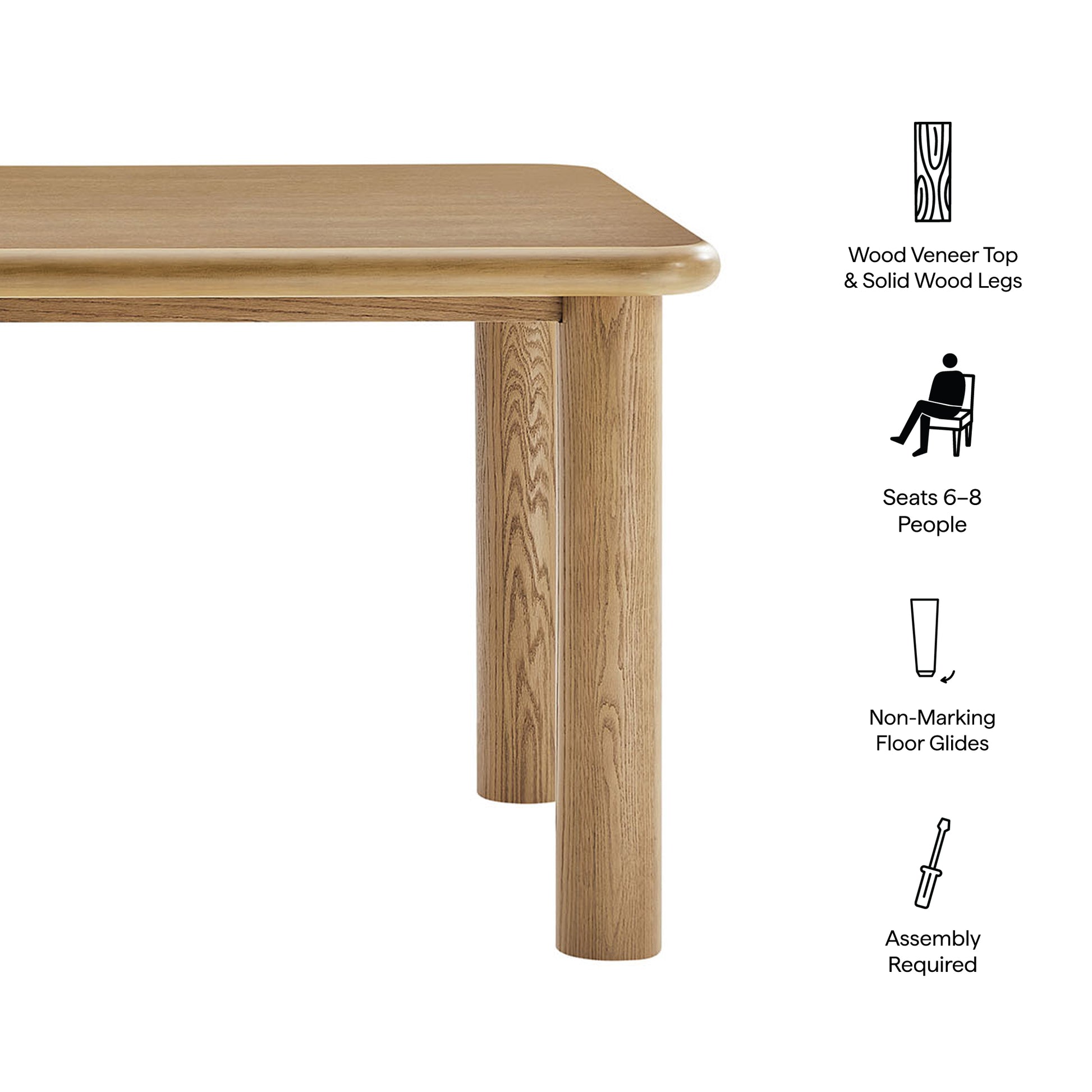 Alvia 72" Rectangular Oak Wood Dining Table by Modway