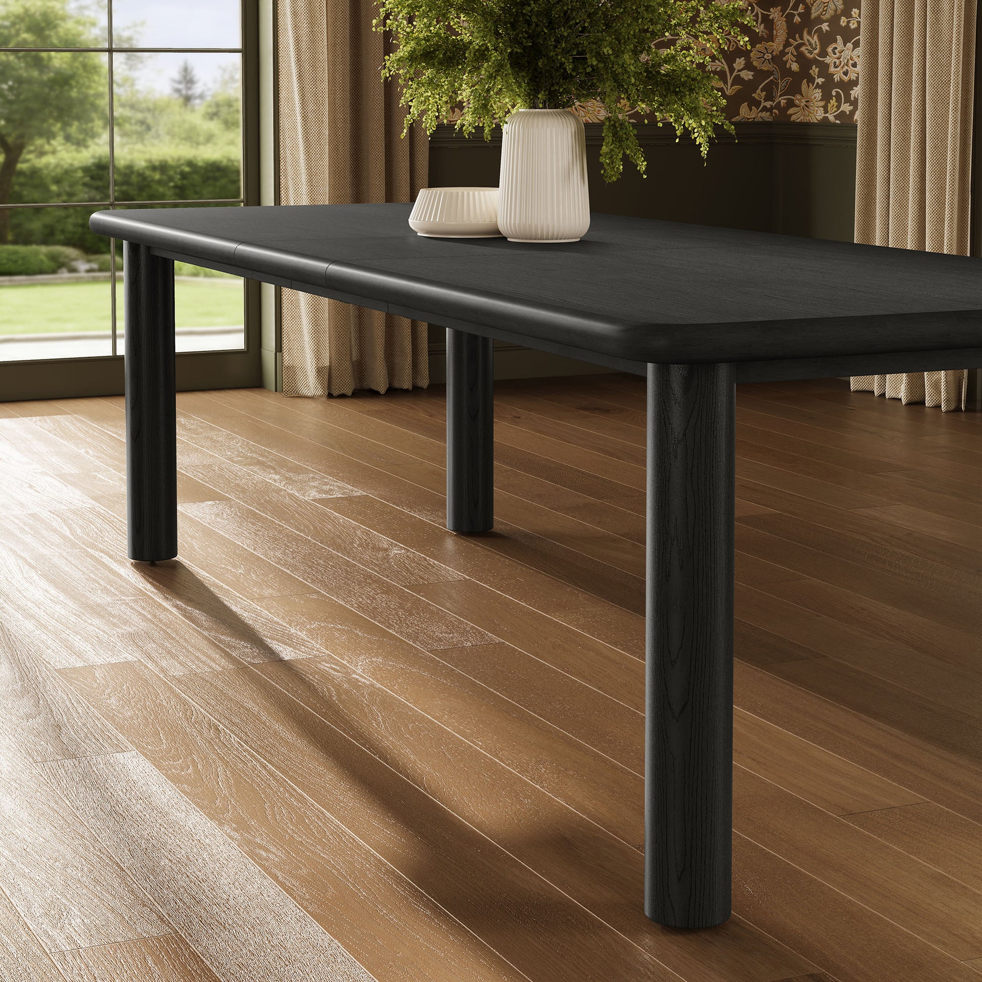Alvia 86"-105" Extendable Rectangular Oak Wood Dining Table by Modway