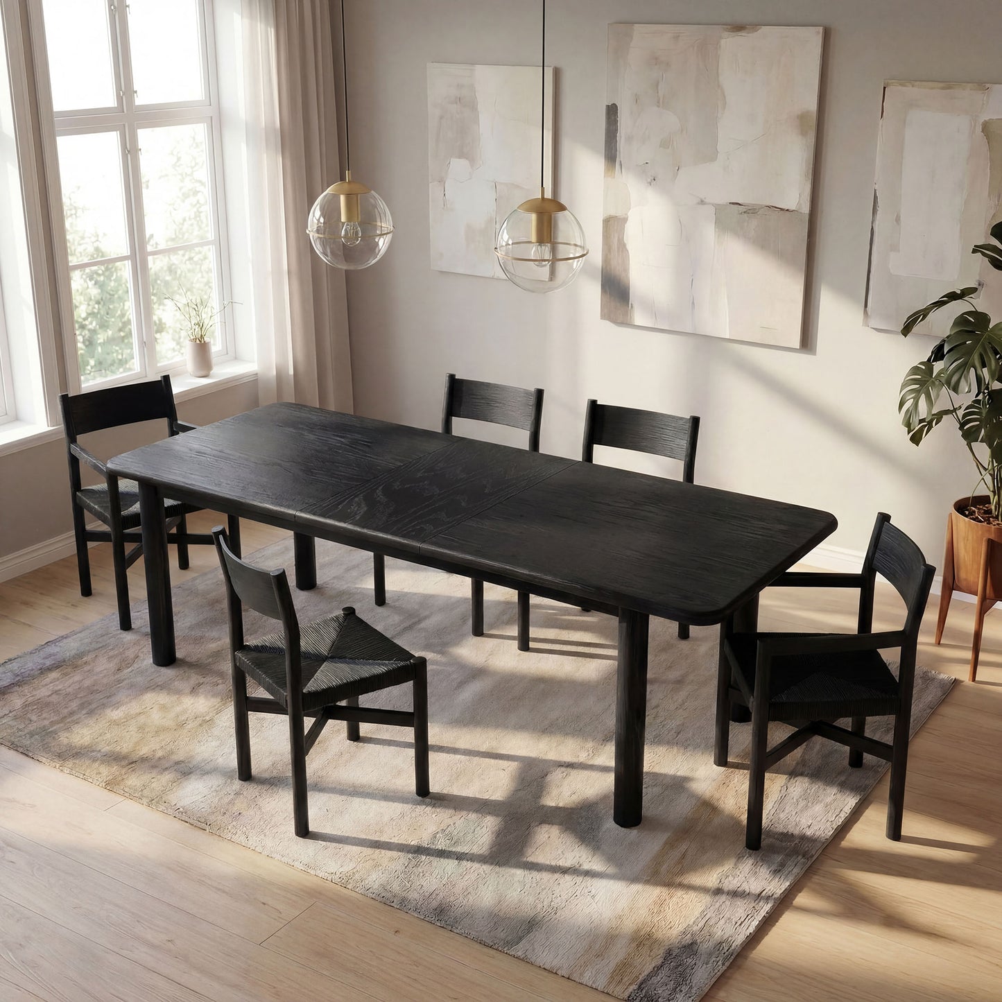 Alvia 86"-105" Extendable Rectangular Oak Wood Dining Table by Modway
