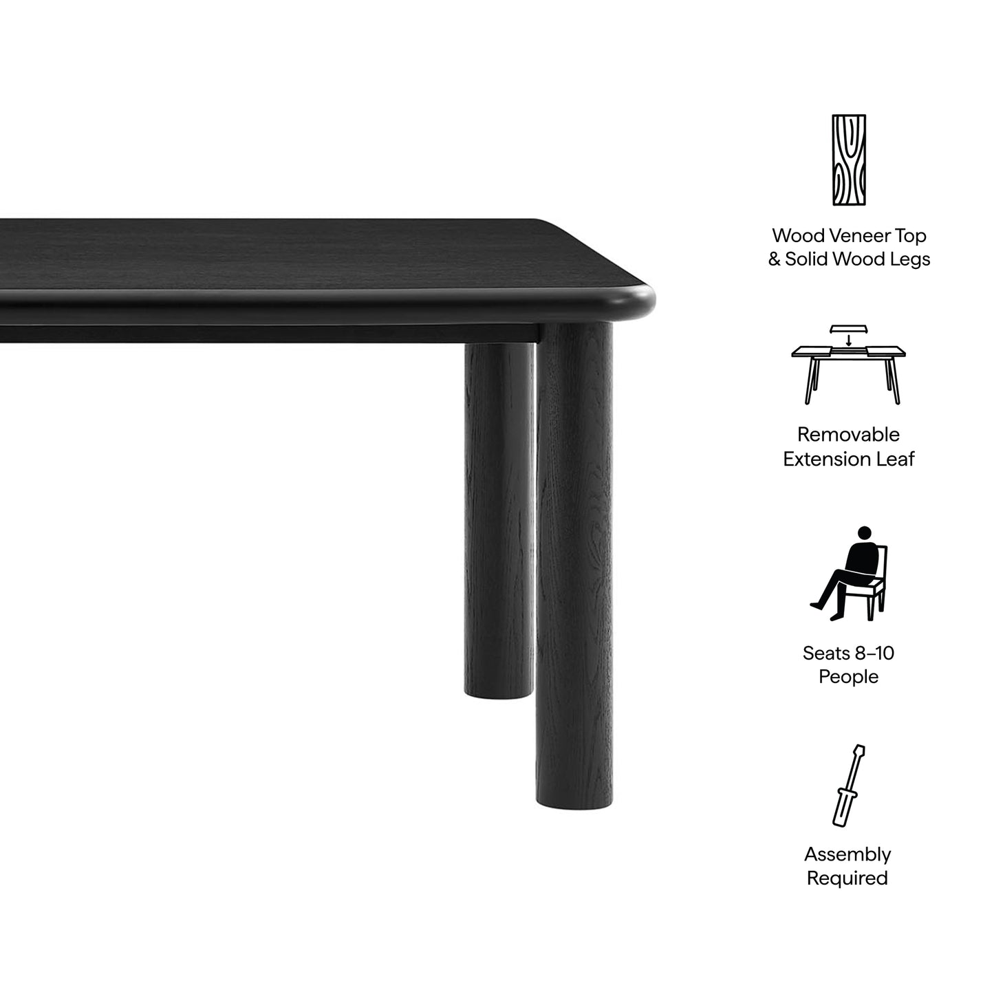 Alvia 86"-105" Extendable Rectangular Oak Wood Dining Table by Modway