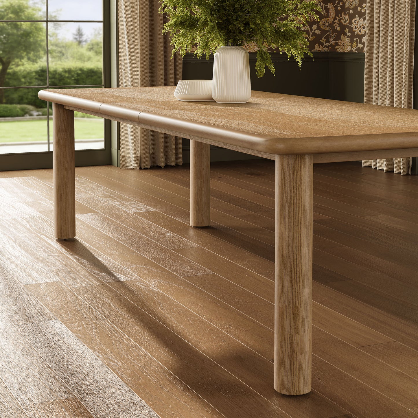 Alvia 86"-105" Extendable Rectangular Oak Wood Dining Table by Modway