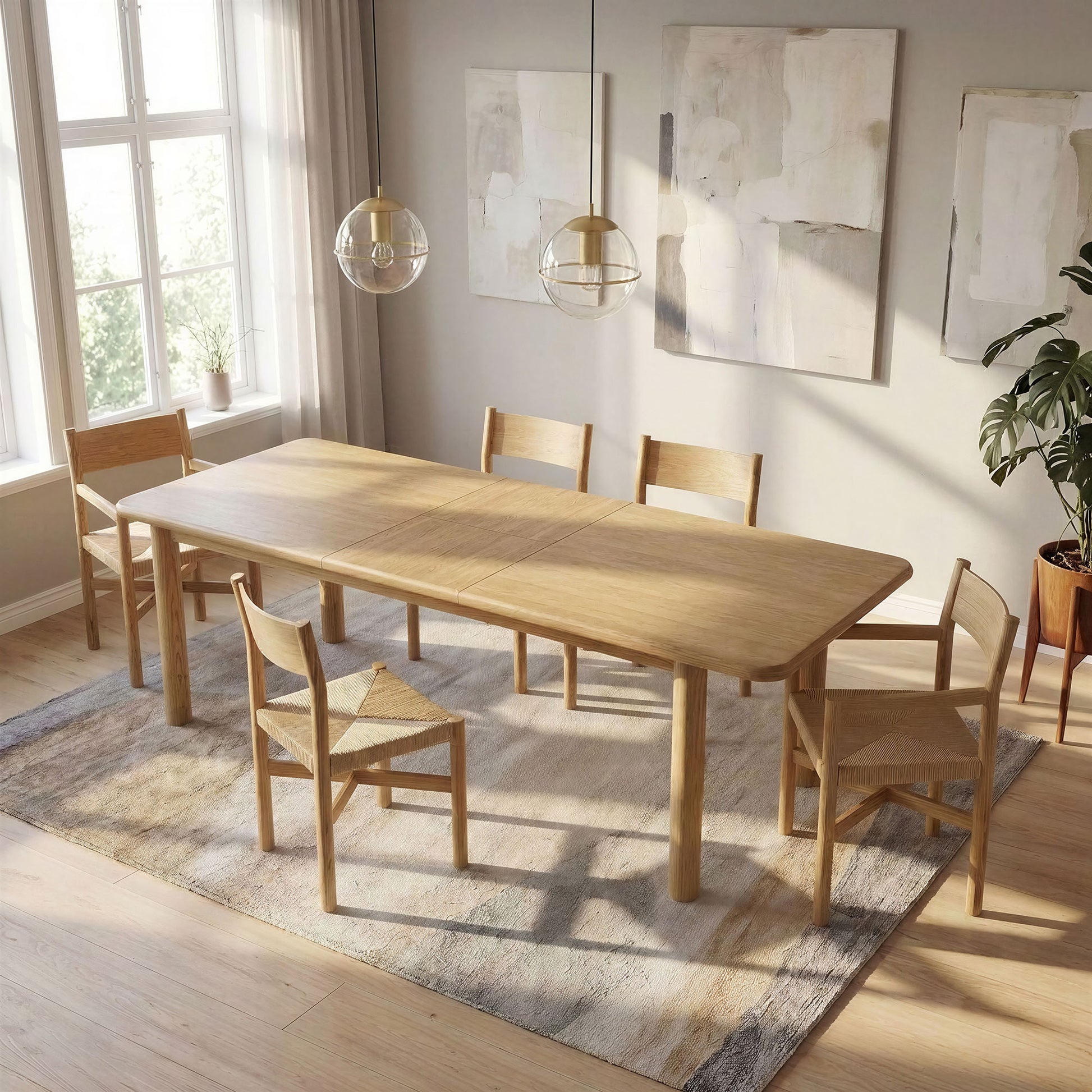 Alvia 86"-105" Extendable Rectangular Oak Wood Dining Table by Modway