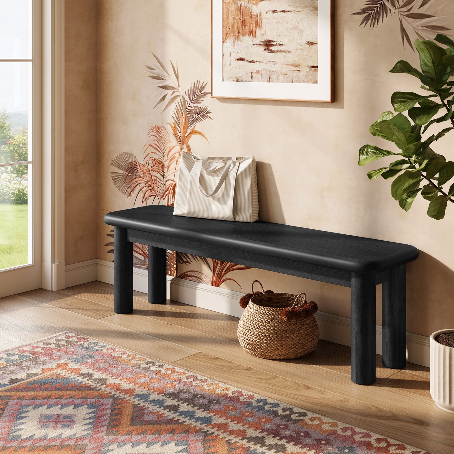 Alvia 58" Oak Wood Bench by Modway