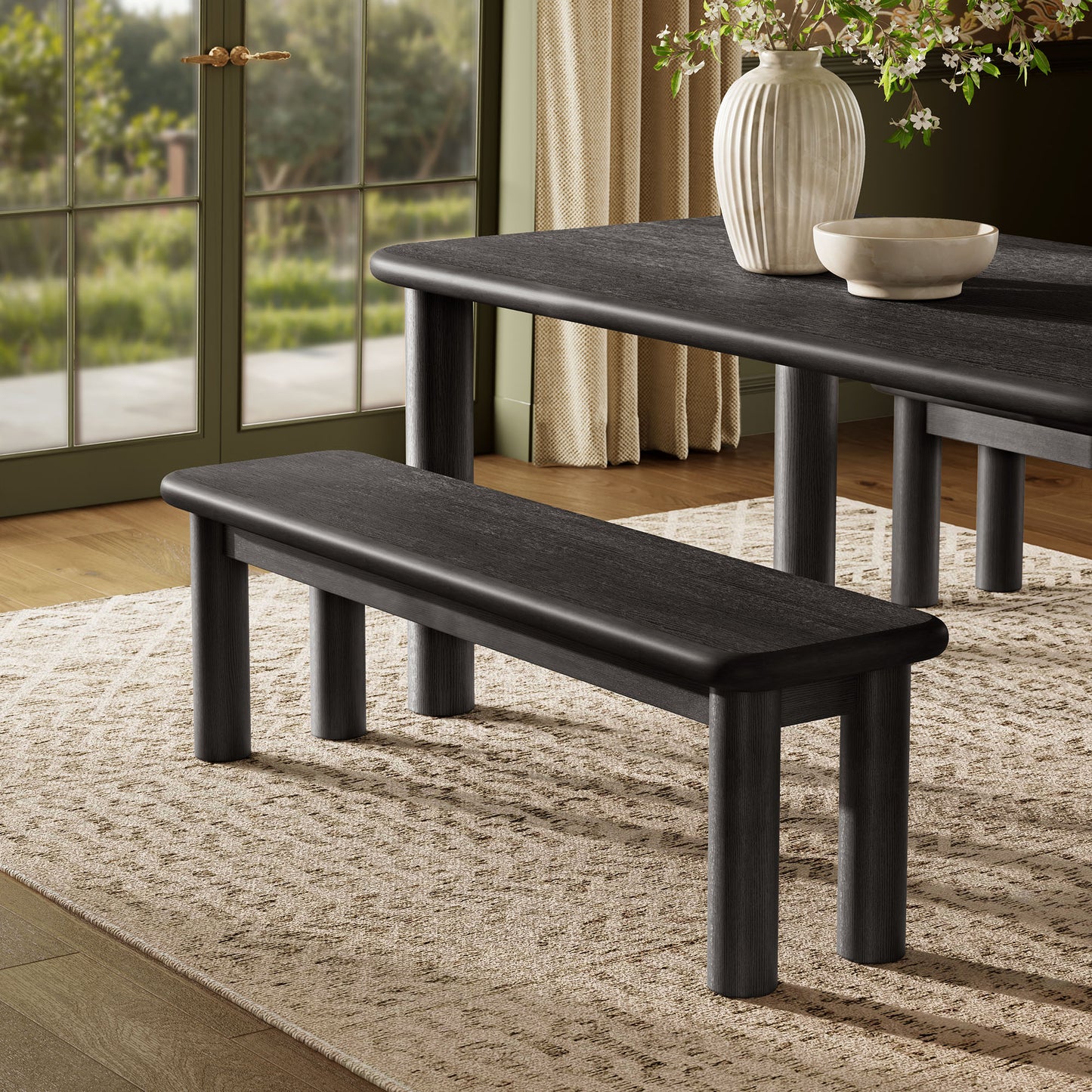 Alvia 58" Oak Wood Bench by Modway