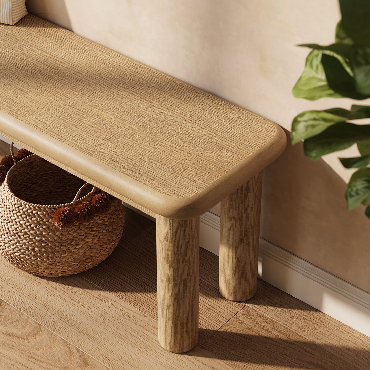 Alvia 58" Oak Wood Bench by Modway