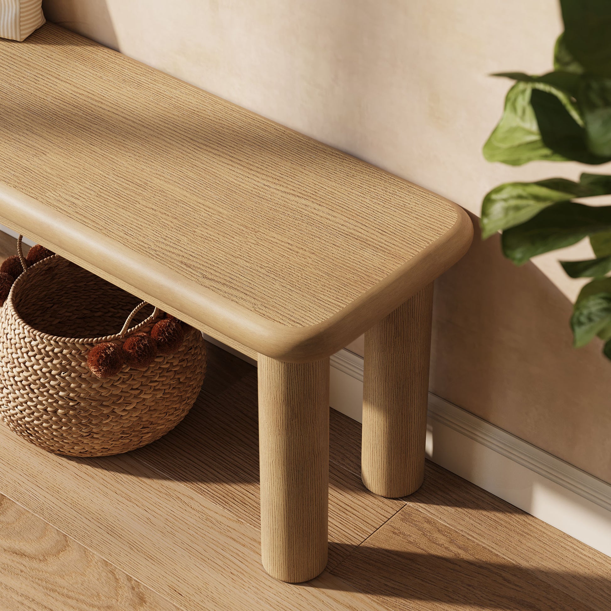 Alvia 58" Oak Wood Bench by Modway