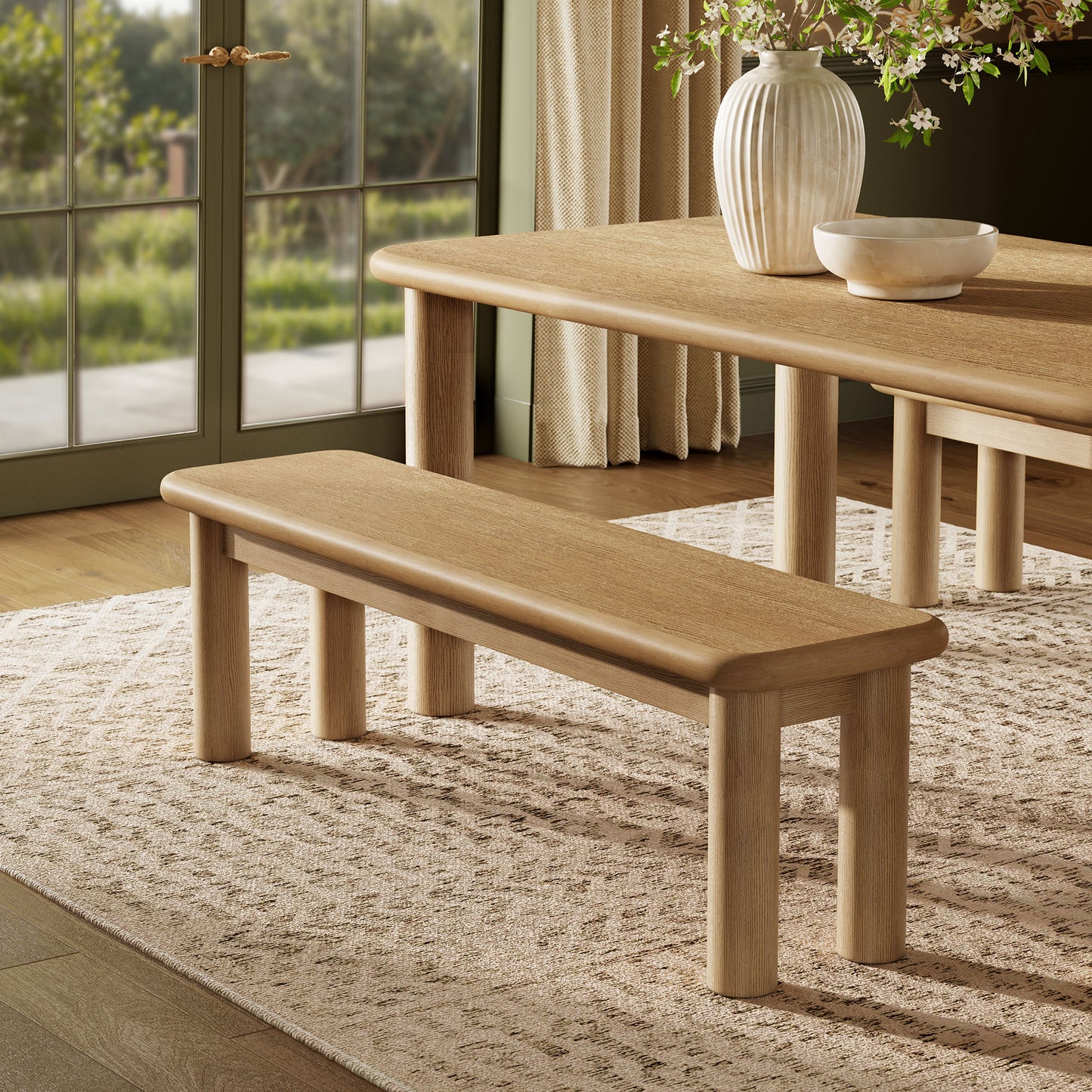 Alvia 58" Oak Wood Bench by Modway