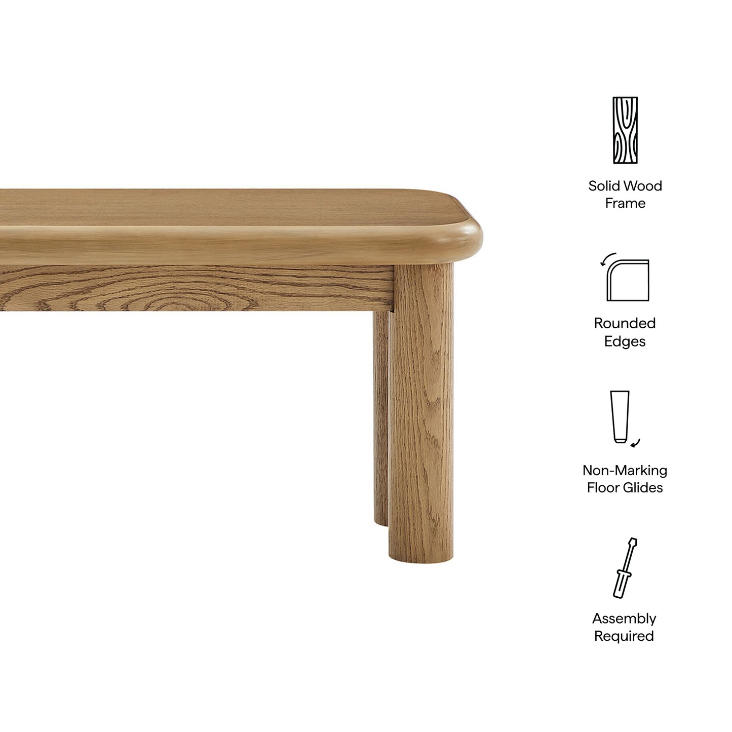 Alvia 58" Oak Wood Bench by Modway