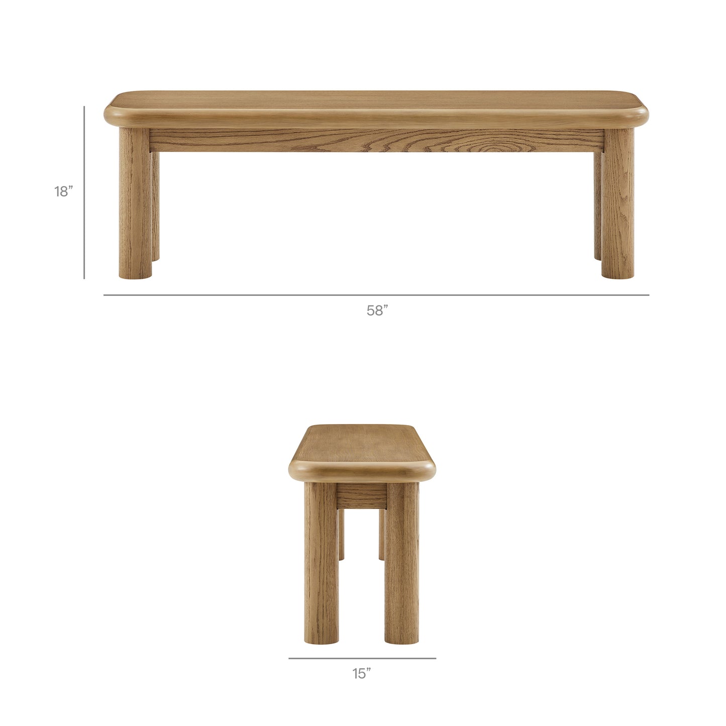Alvia 58" Oak Wood Bench by Modway