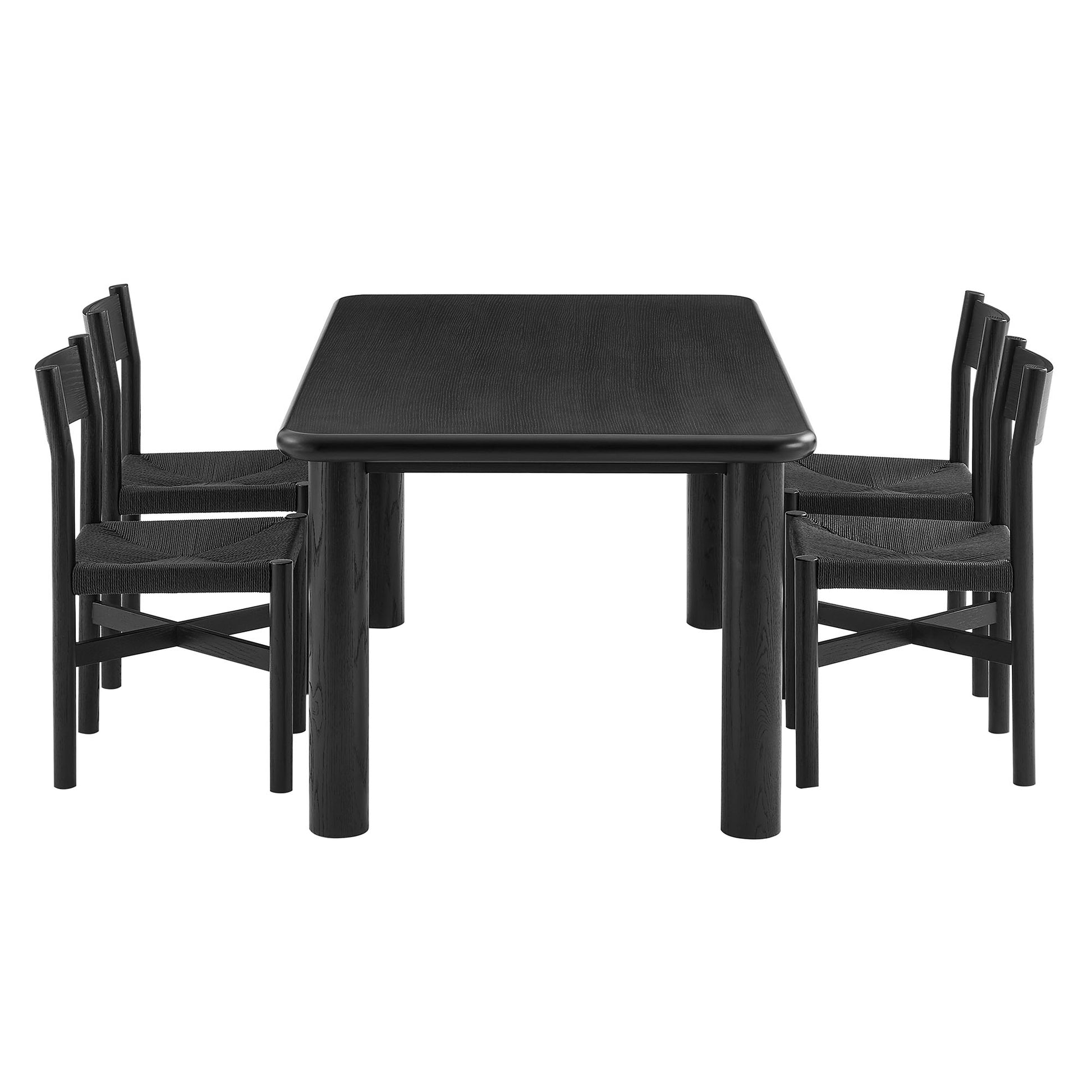 Alvia 5-Piece Oak Wood Dining Table and Chairs Set by Modway