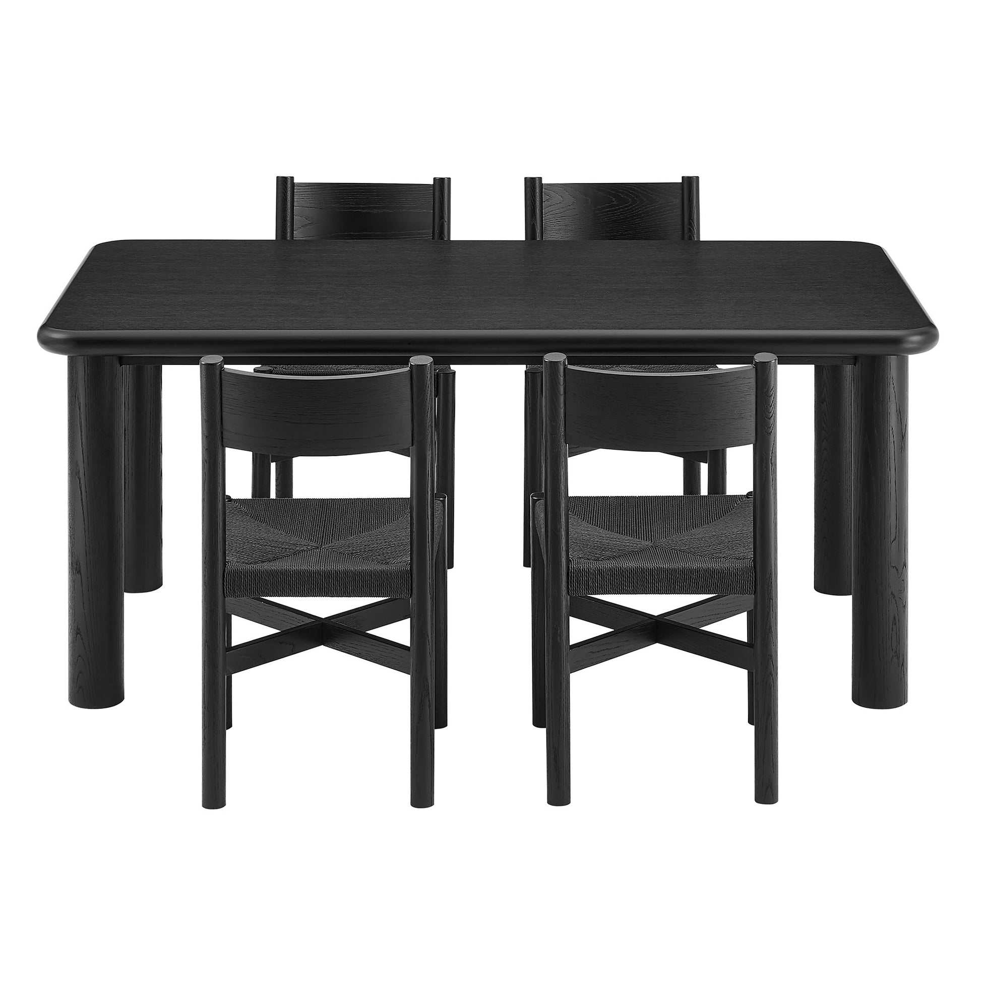 Alvia 5-Piece Oak Wood Dining Table and Chairs Set by Modway