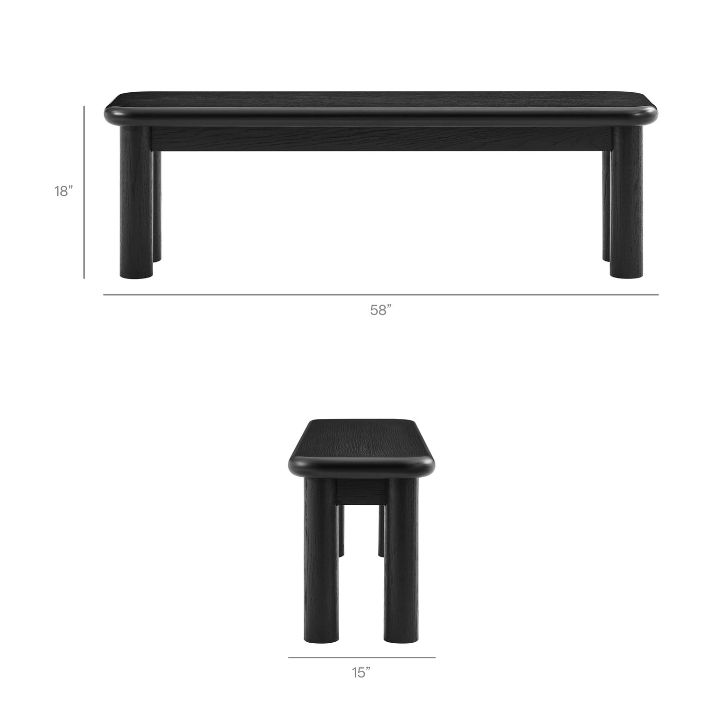 Alvia 3-Piece Oak Wood Dining Table and Benches Set by Modway