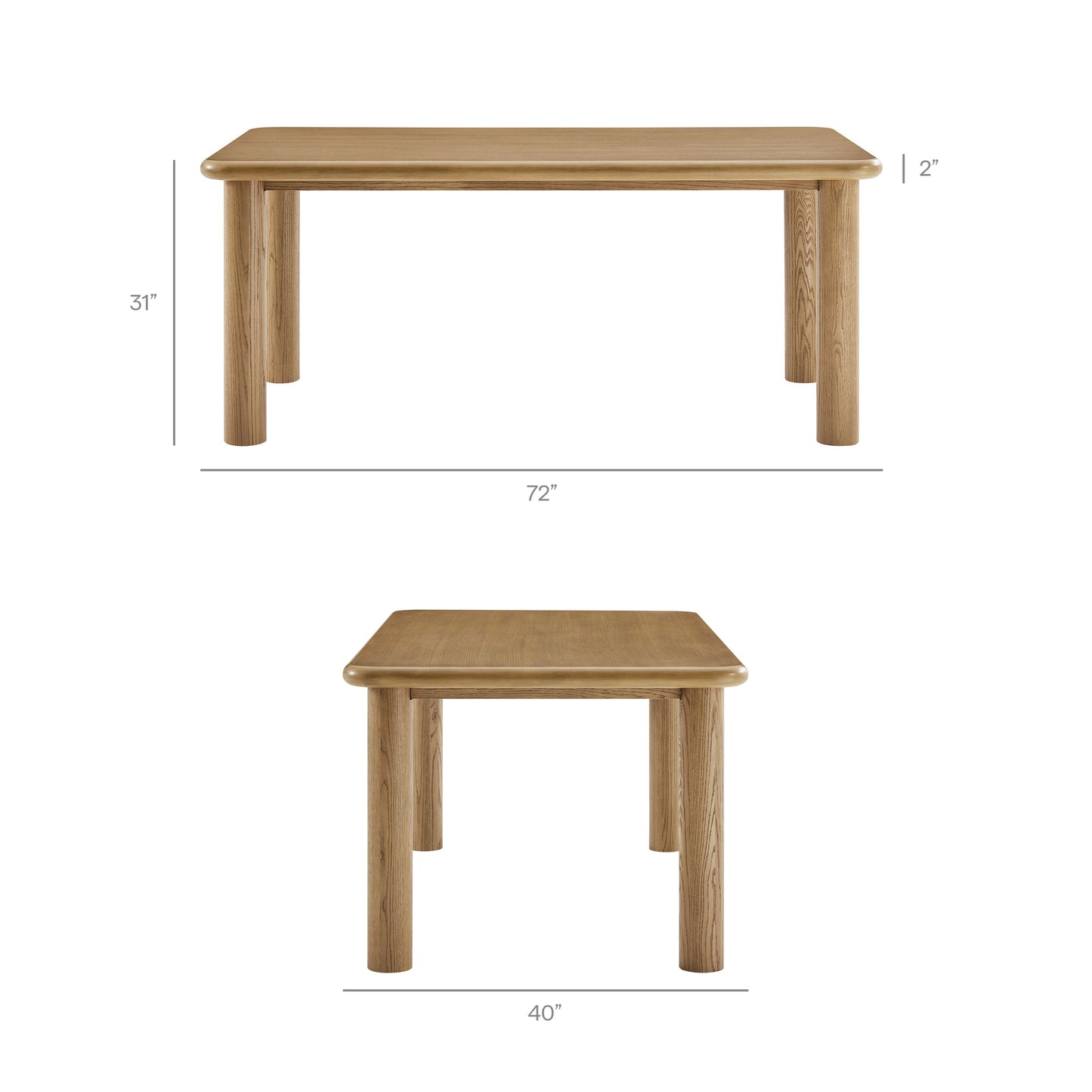 Alvia 3-Piece Oak Wood Dining Table and Benches Set by Modway