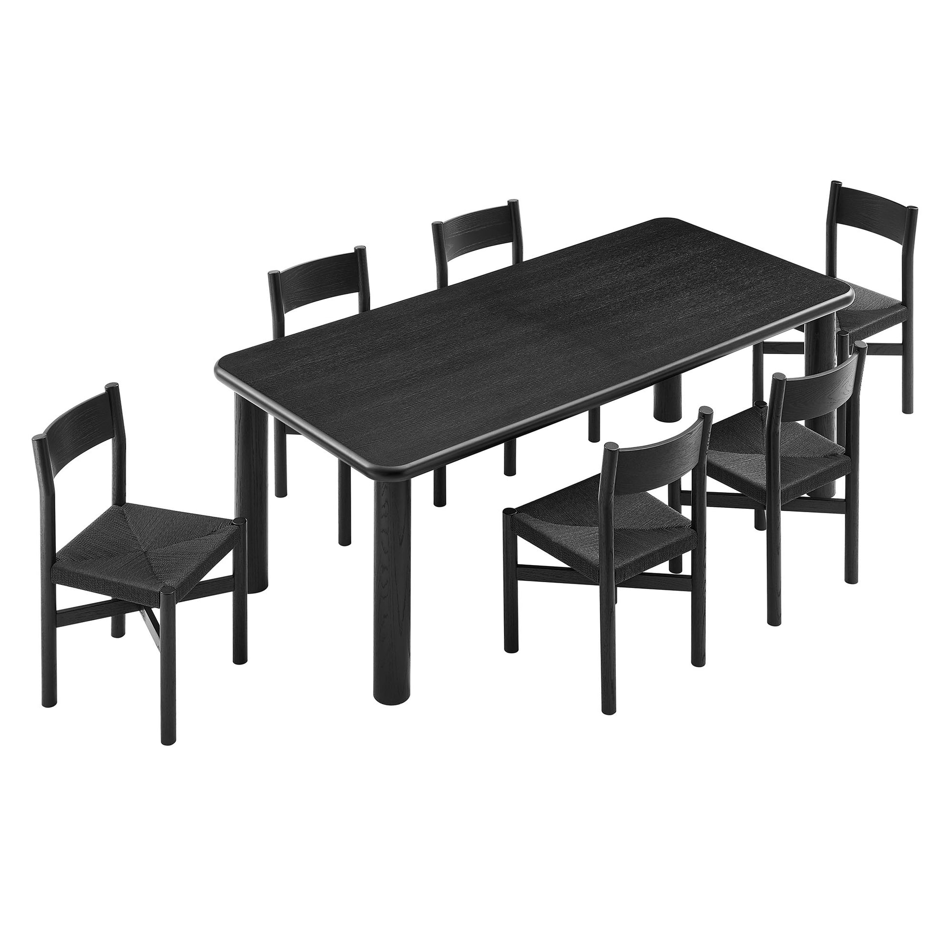 Alvia 7-Piece Oak Wood Extendable Dining Table and Chairs Set by Modway