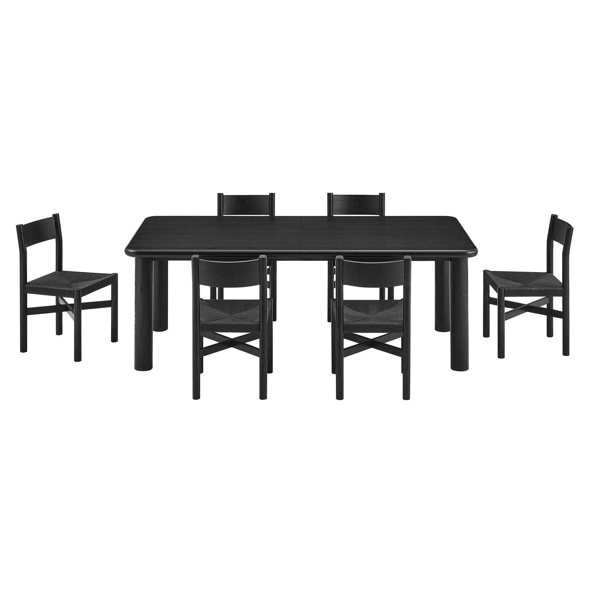 Alvia 7-Piece Oak Wood Extendable Dining Table and Chairs Set by Modway