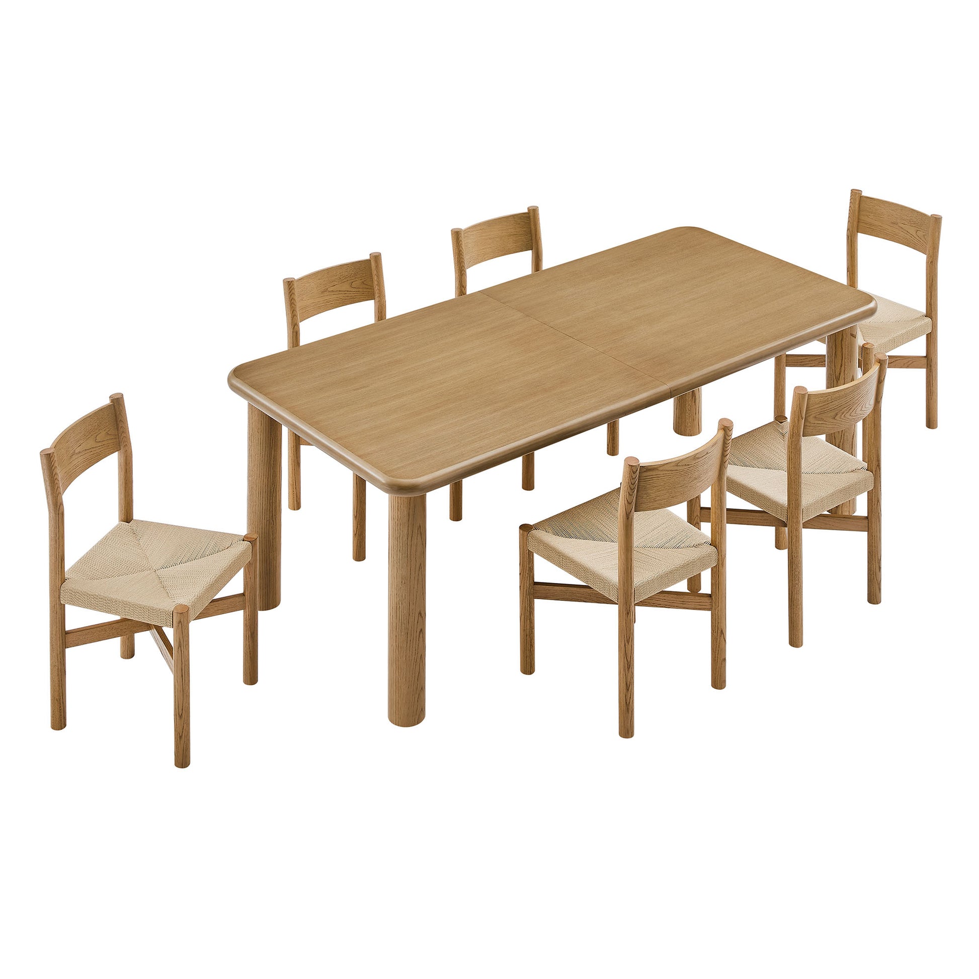 Alvia 7-Piece Oak Wood Extendable Dining Table and Chairs Set by Modway