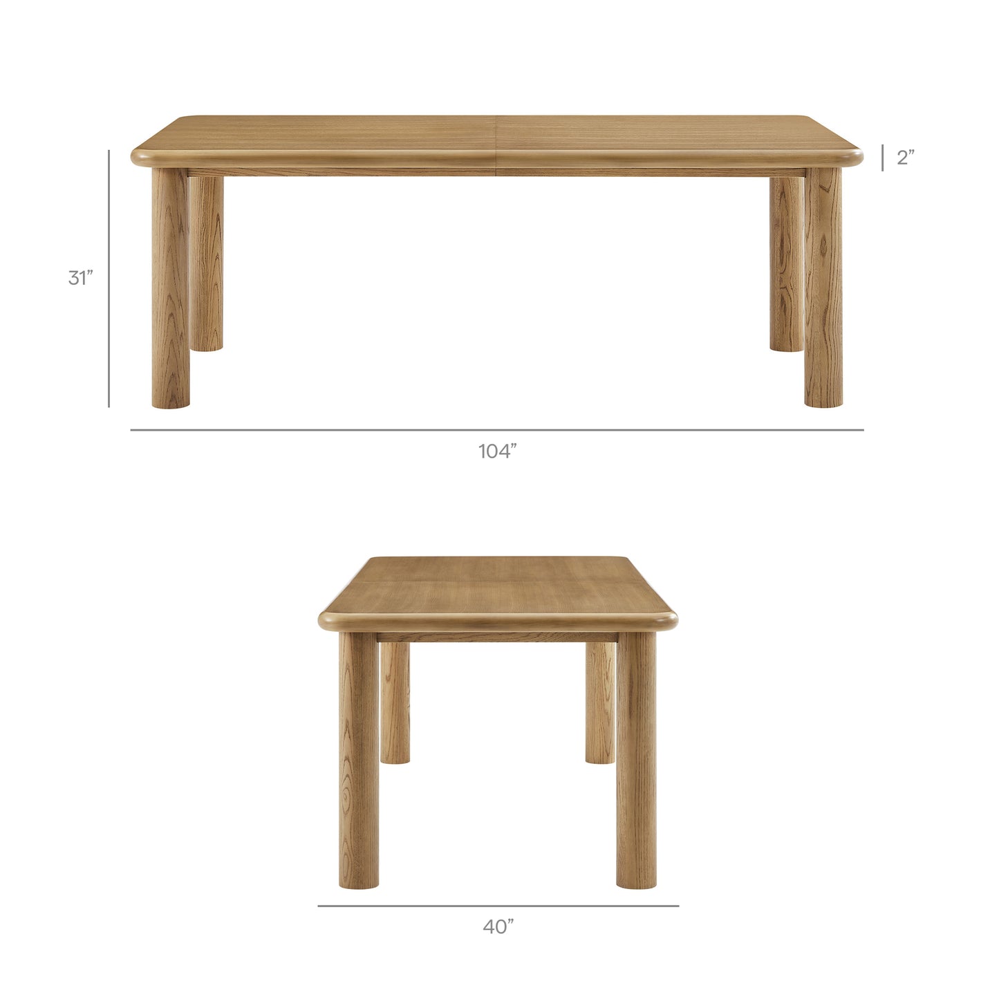 Alvia 9-Piece Oak Wood Extendable Dining Table and Chairs Set by Modway