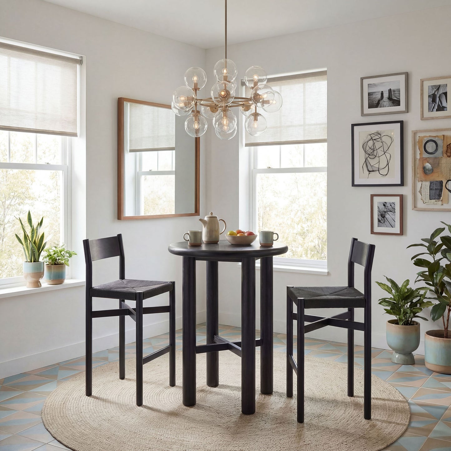 Alvia 3-Piece Round Oak Wood Bar Table With Bar Stools Set by Modway