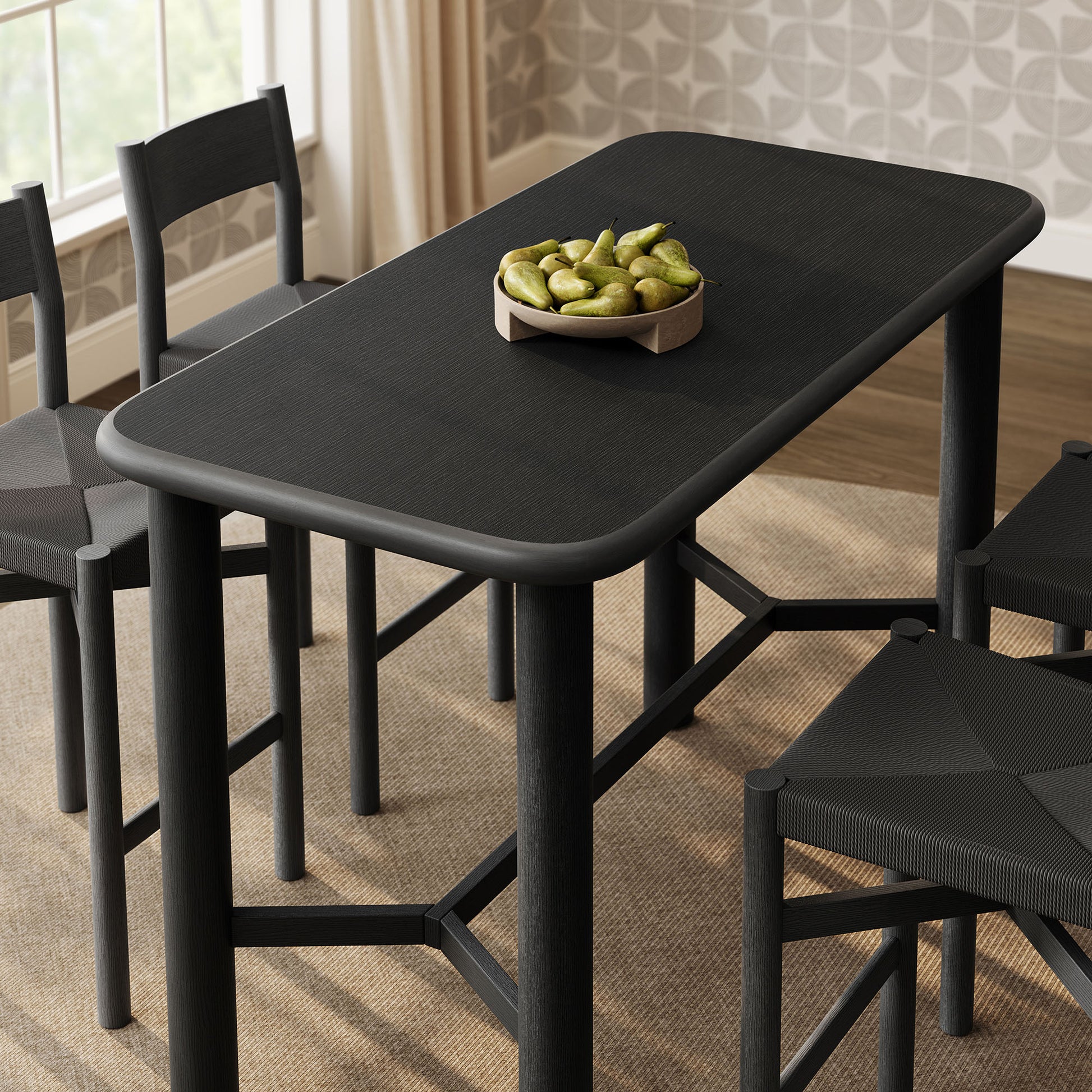 Alvia 5-Piece Rectangular Oak Wood Bar Table With Bar Stools Set by Modway