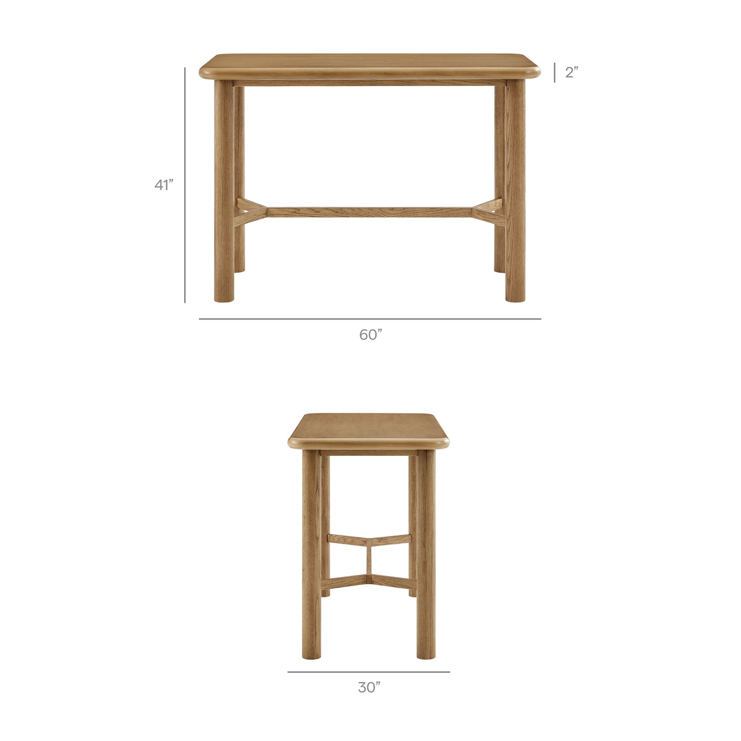 Alvia 5-Piece Rectangular Oak Wood Bar Table With Bar Stools Set by Modway