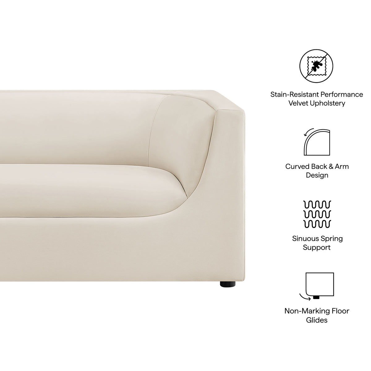 Hilda 67" Curved Back Performance Velvet Loveseat by Modway