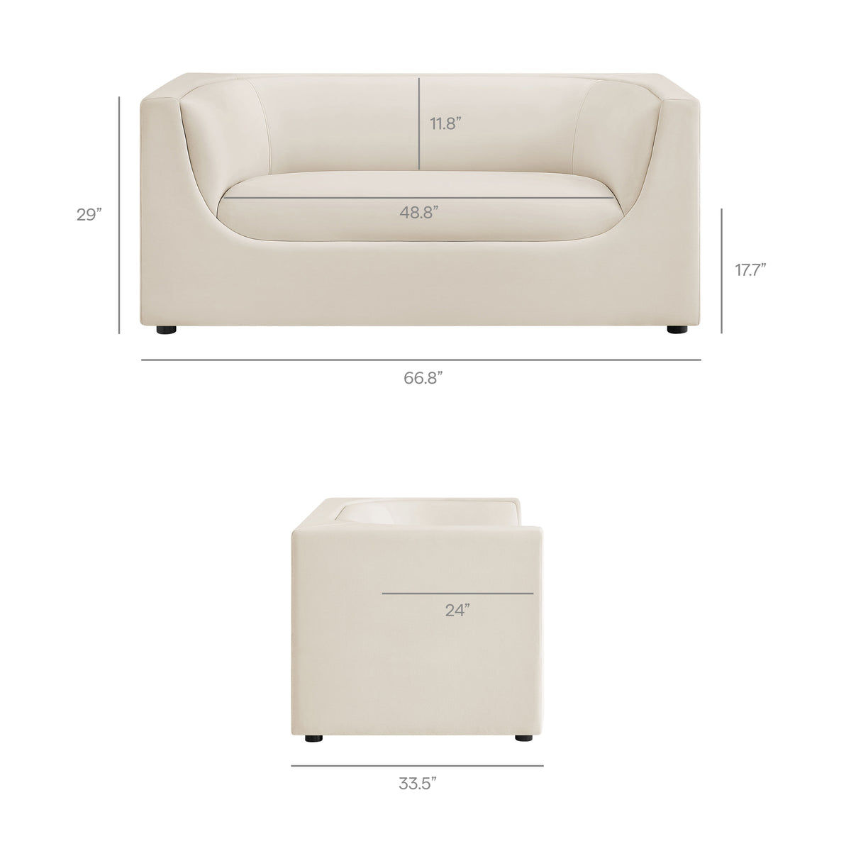 Hilda 67" Curved Back Performance Velvet Loveseat by Modway