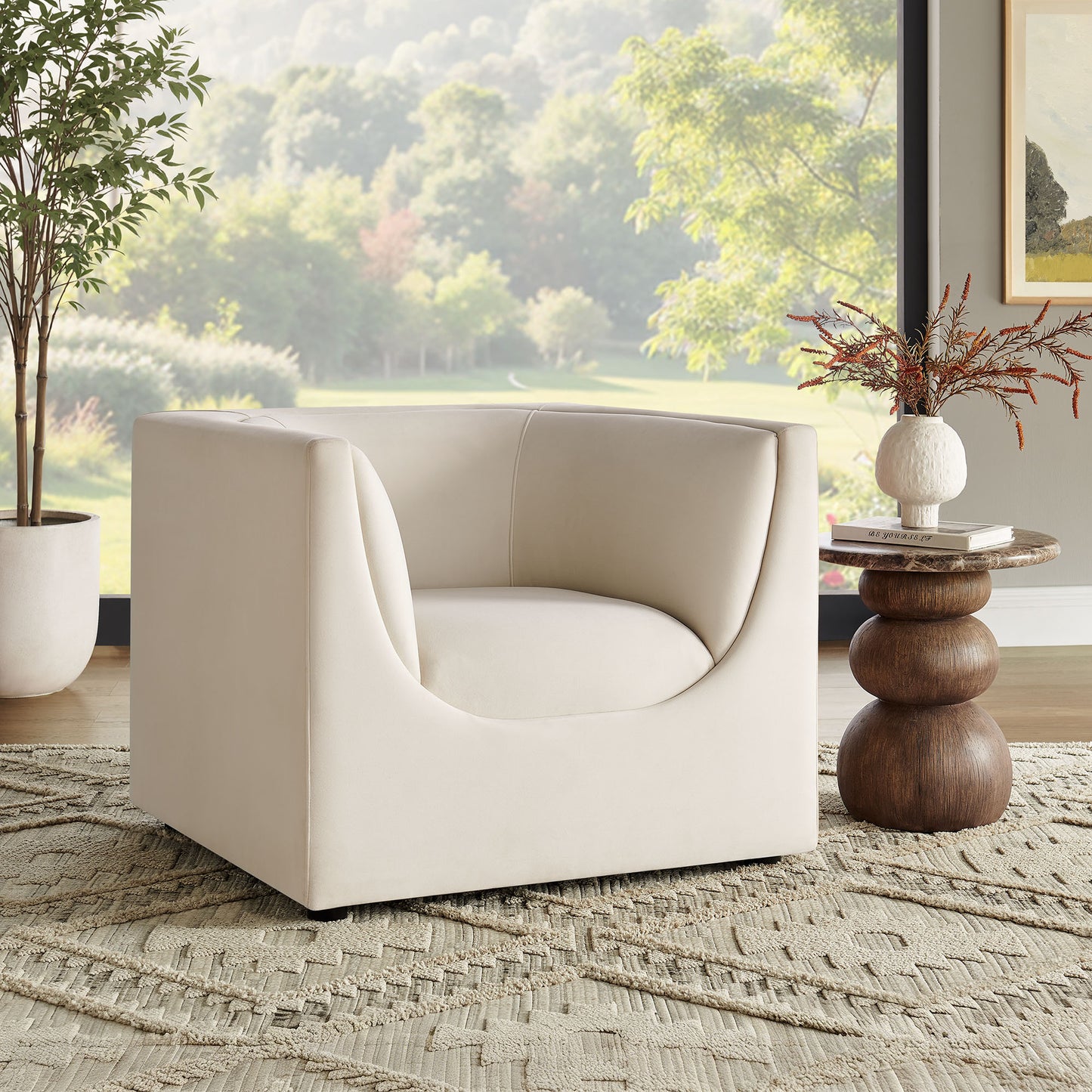 Hilda Curved Back Performance Velvet Armchair by Modway