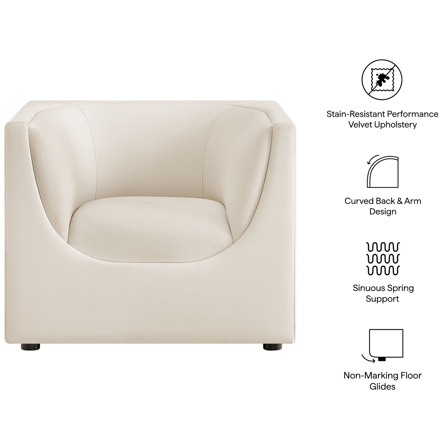 Hilda Curved Back Performance Velvet Armchair by Modway