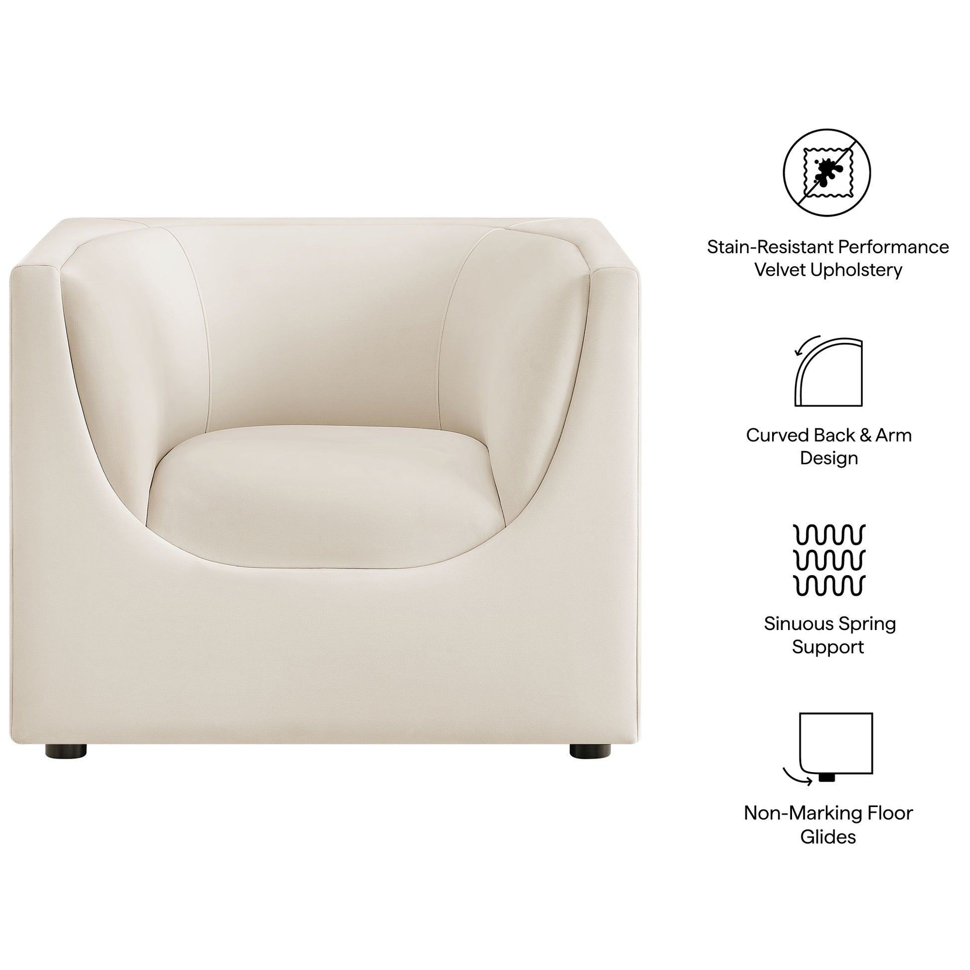 Hilda Curved Back Performance Velvet Armchair by Modway