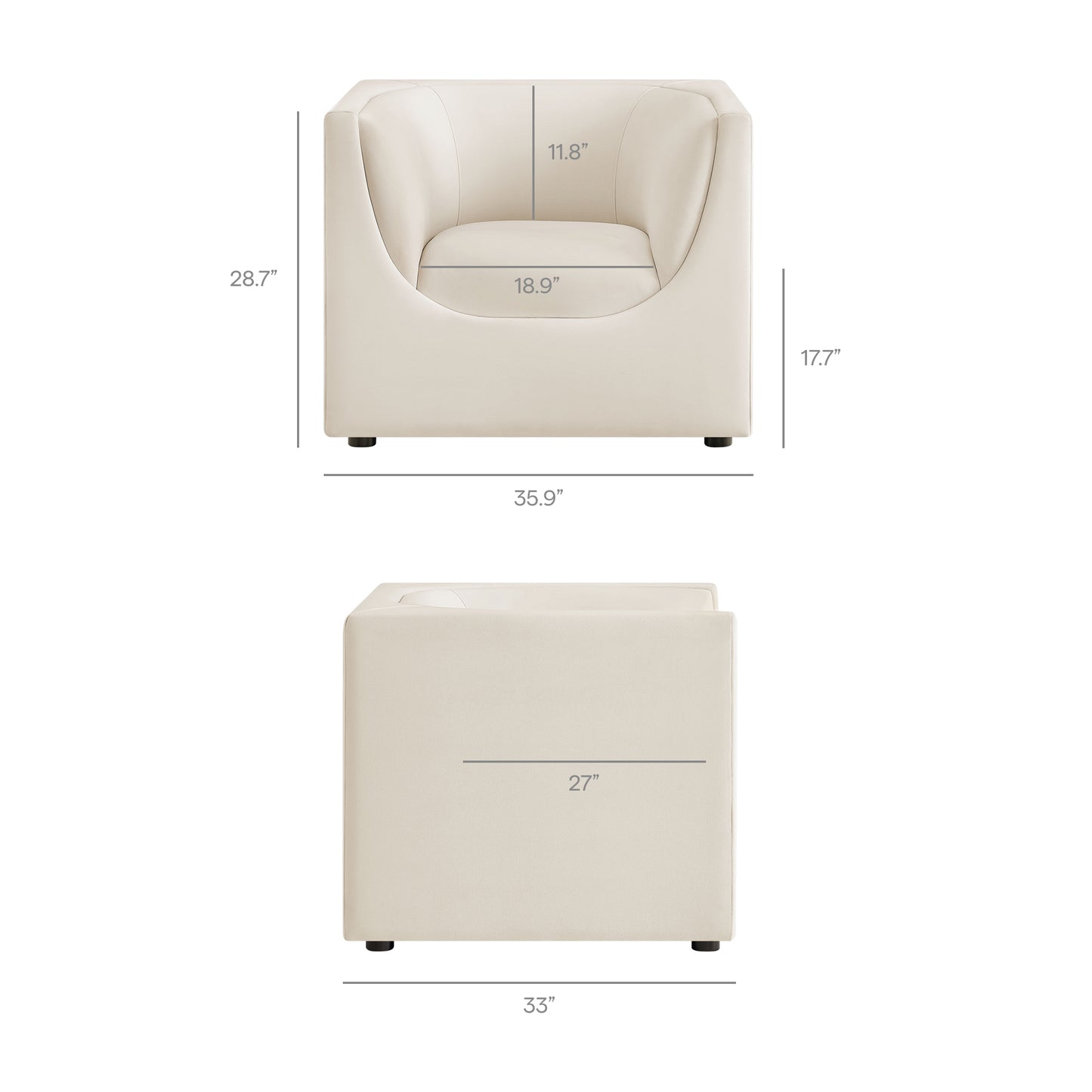 Hilda Curved Back Performance Velvet Armchair by Modway