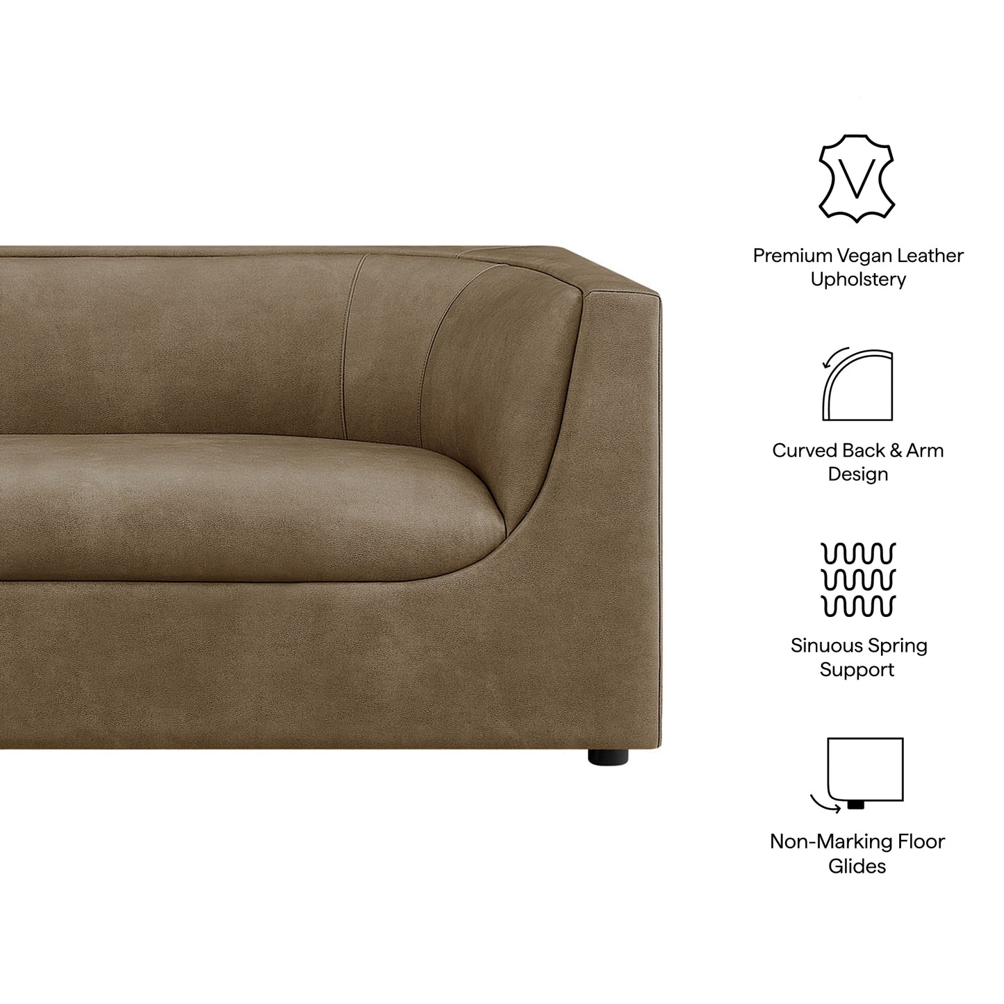 Hilda 86" Curved Back Vegan Leather Sofa by Modway