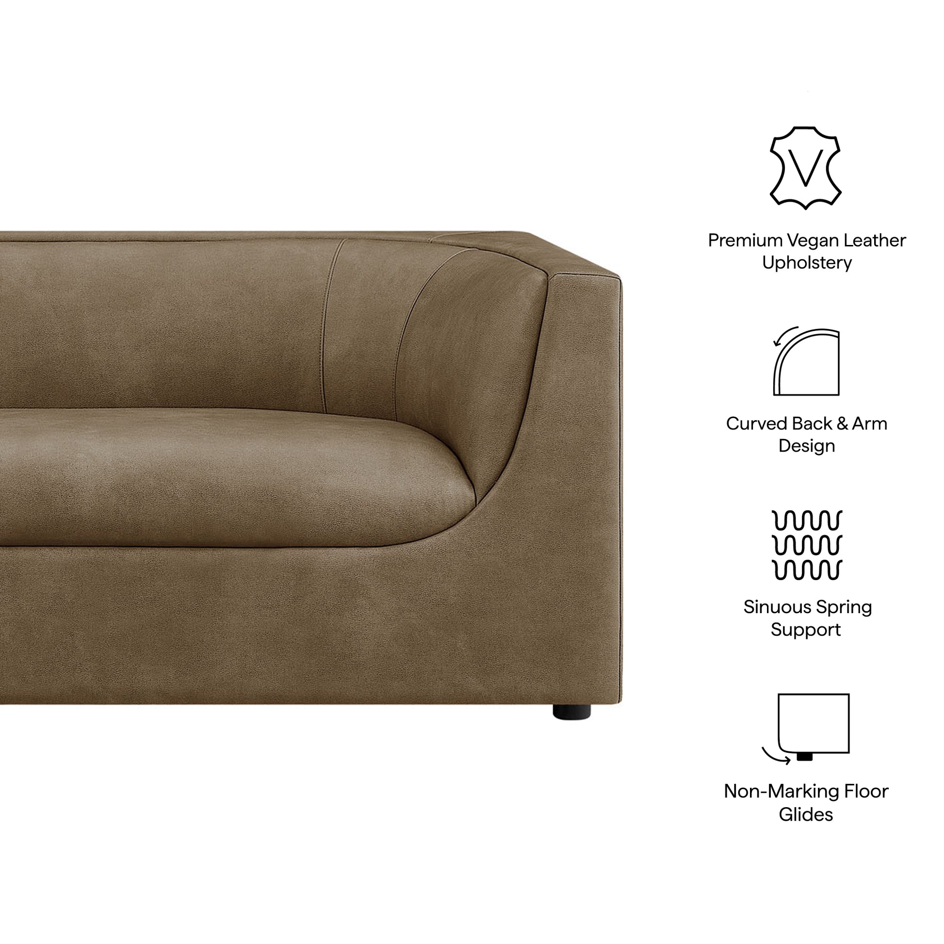 Hilda 86" Curved Back Vegan Leather Sofa by Modway