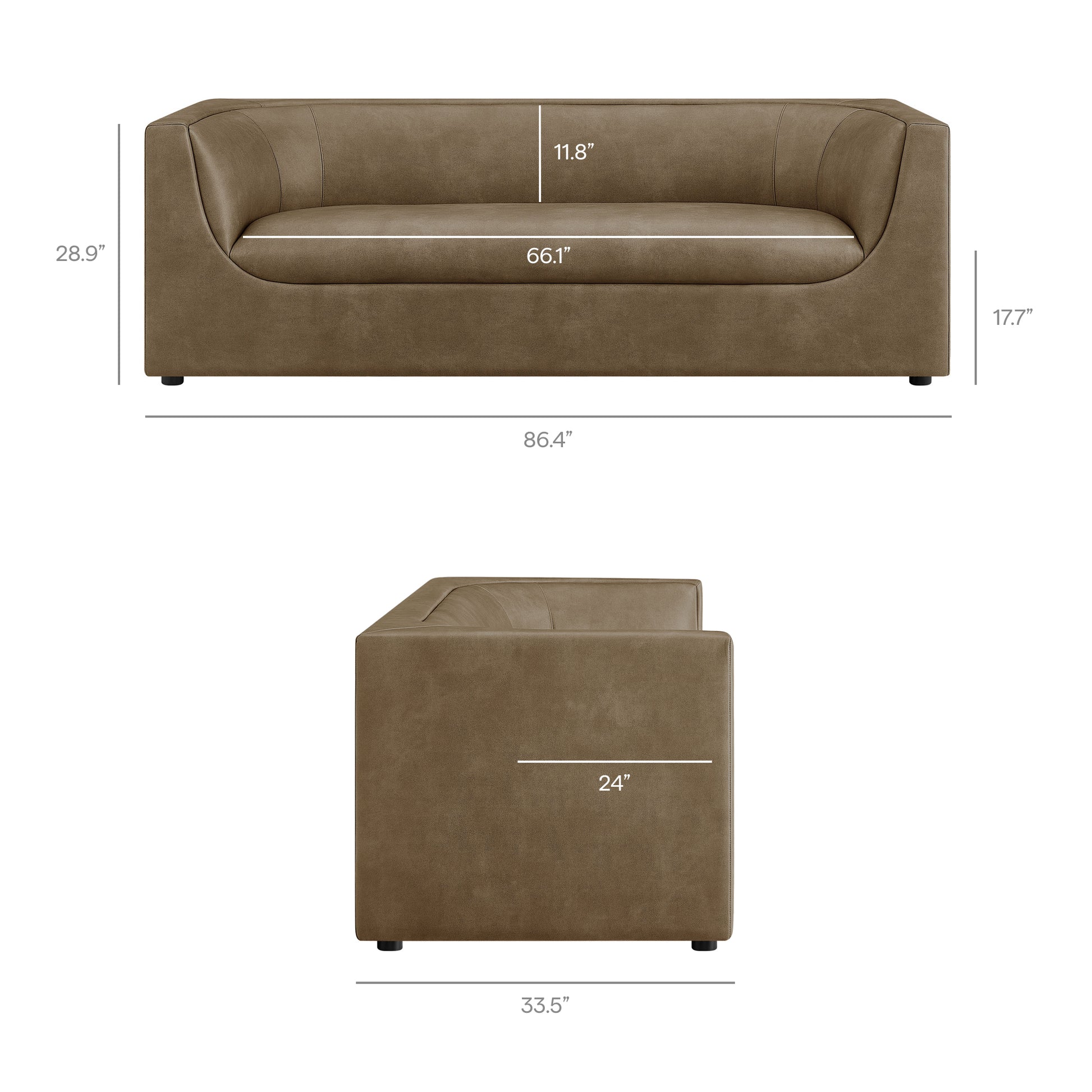 Hilda 86" Curved Back Vegan Leather Sofa by Modway